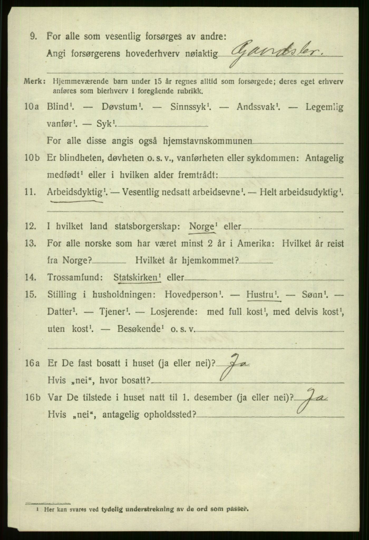 SAB, 1920 census for Voss, 1920, p. 13922