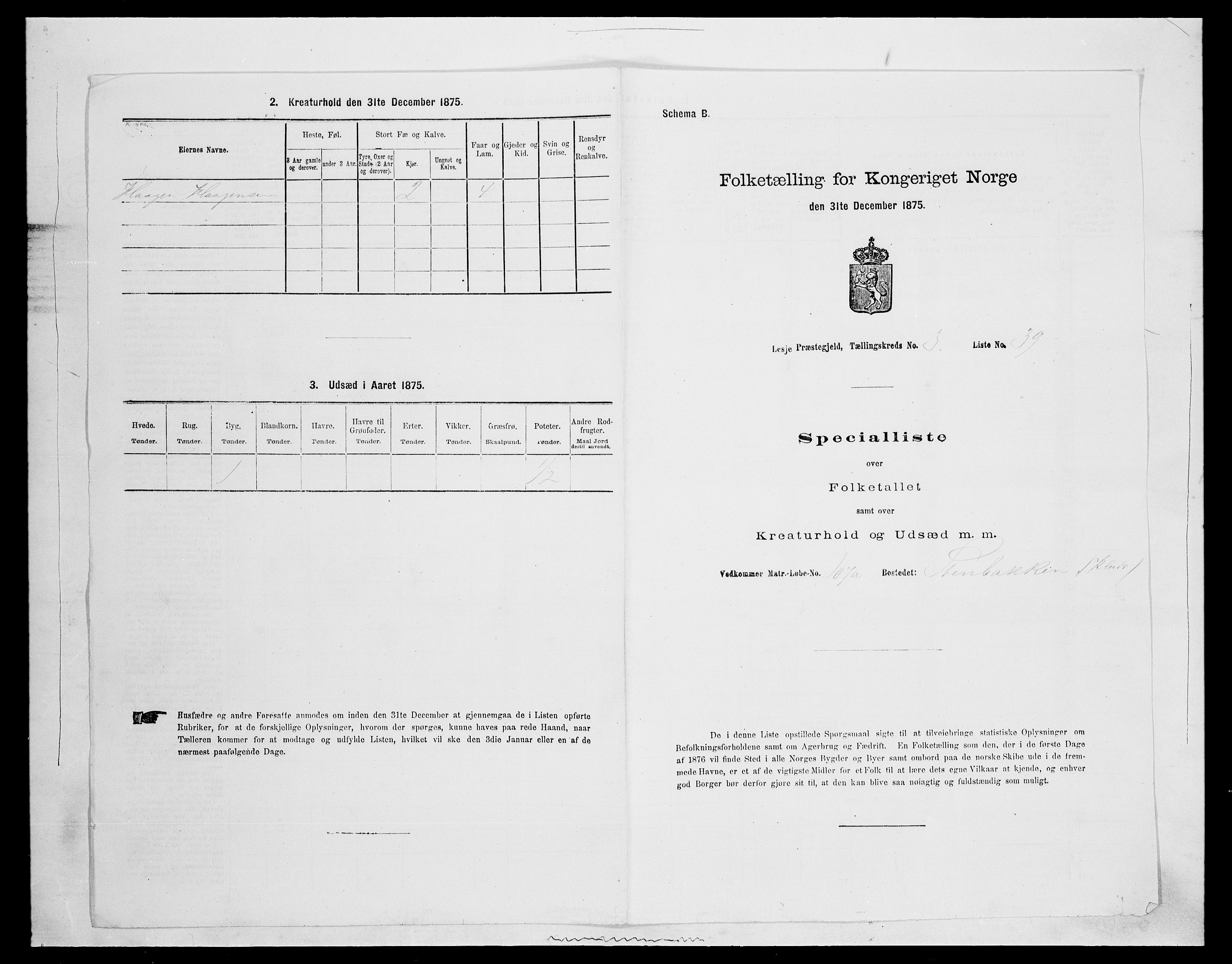 SAH, 1875 census for 0512P Lesja, 1875, p. 448