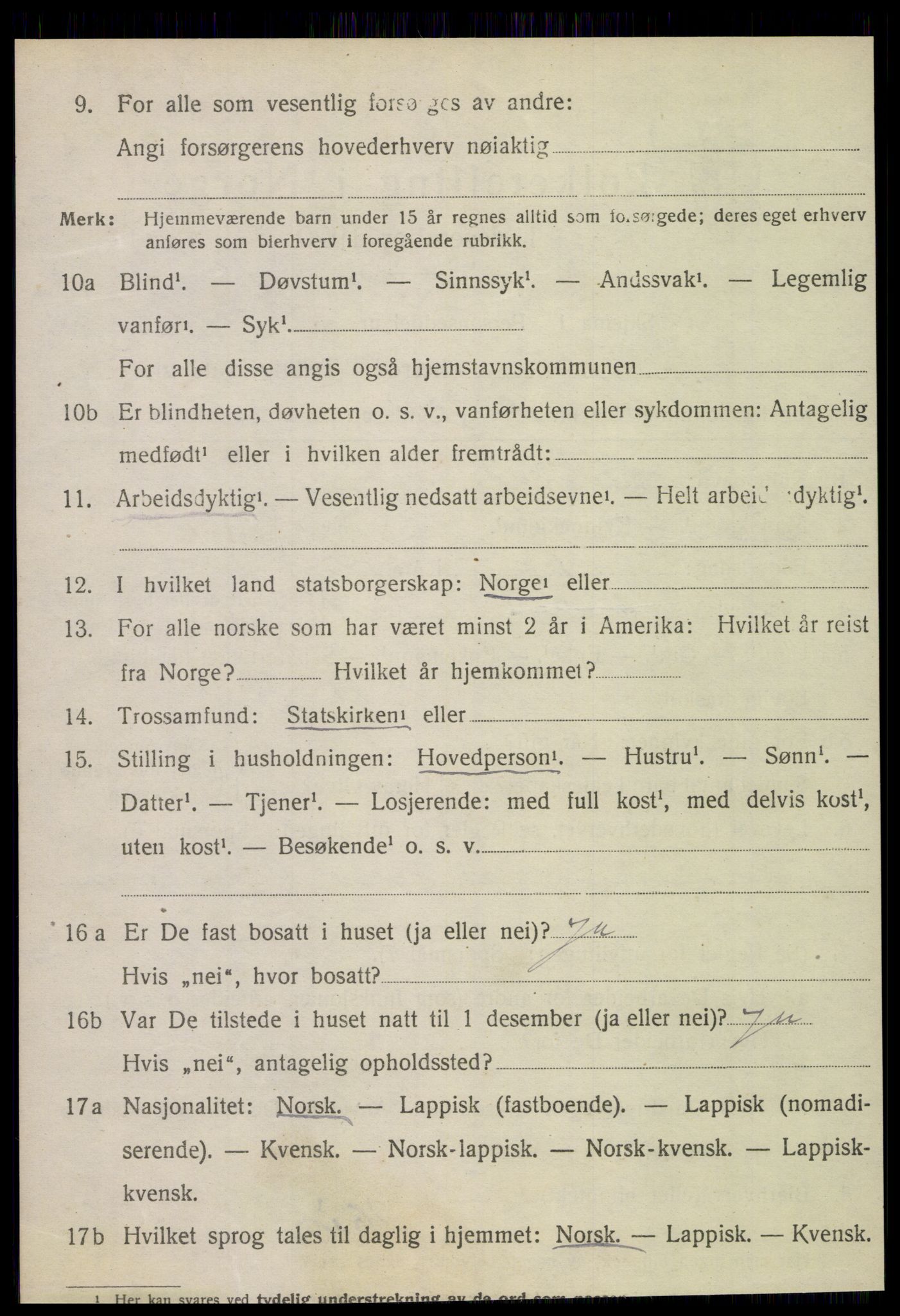 SAT, 1920 census for Tjøtta, 1920, p. 2160