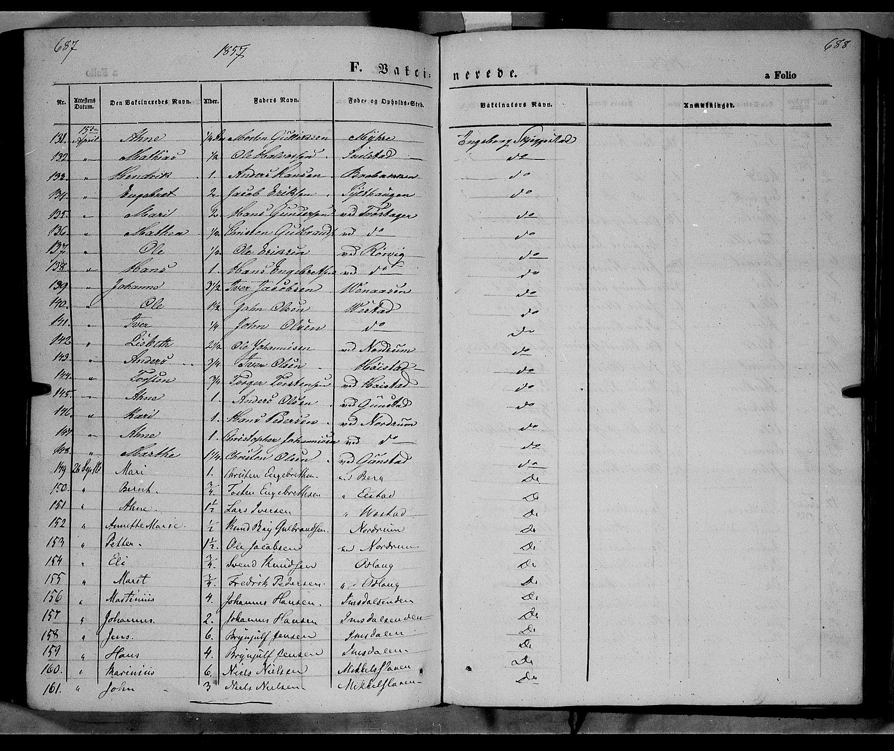 Ringebu prestekontor, SAH/PREST-082/H/Ha/Haa/L0006: Parish register (official) no. 6, 1848-1859, p. 687-688