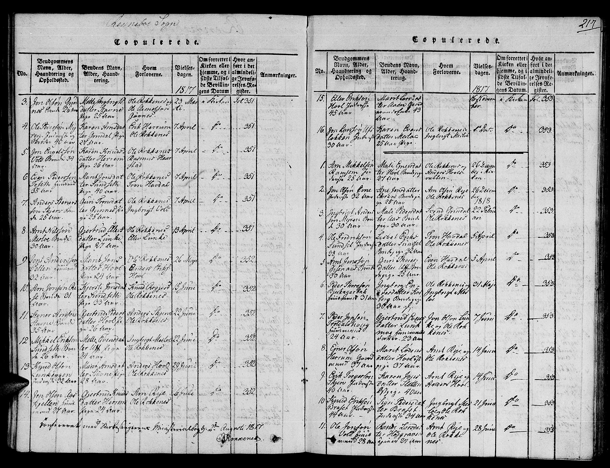 Ministerialprotokoller, klokkerbøker og fødselsregistre - Sør-Trøndelag, SAT/A-1456/672/L0854: Parish register (official) no. 672A06 /2, 1816-1829, p. 217