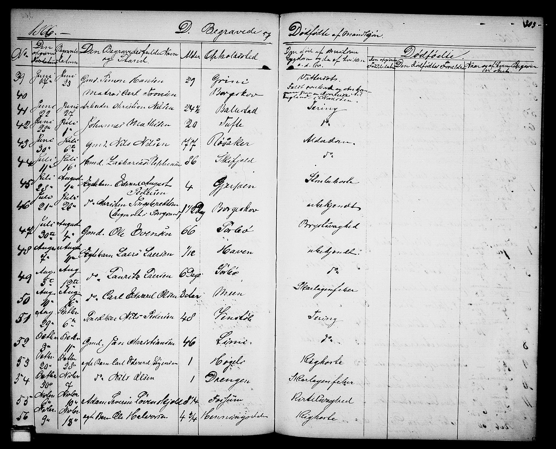 Gjerpen kirkebøker, SAKO/A-265/G/Ga/L0001: Parish register (copy) no. I 1, 1864-1882, p. 303