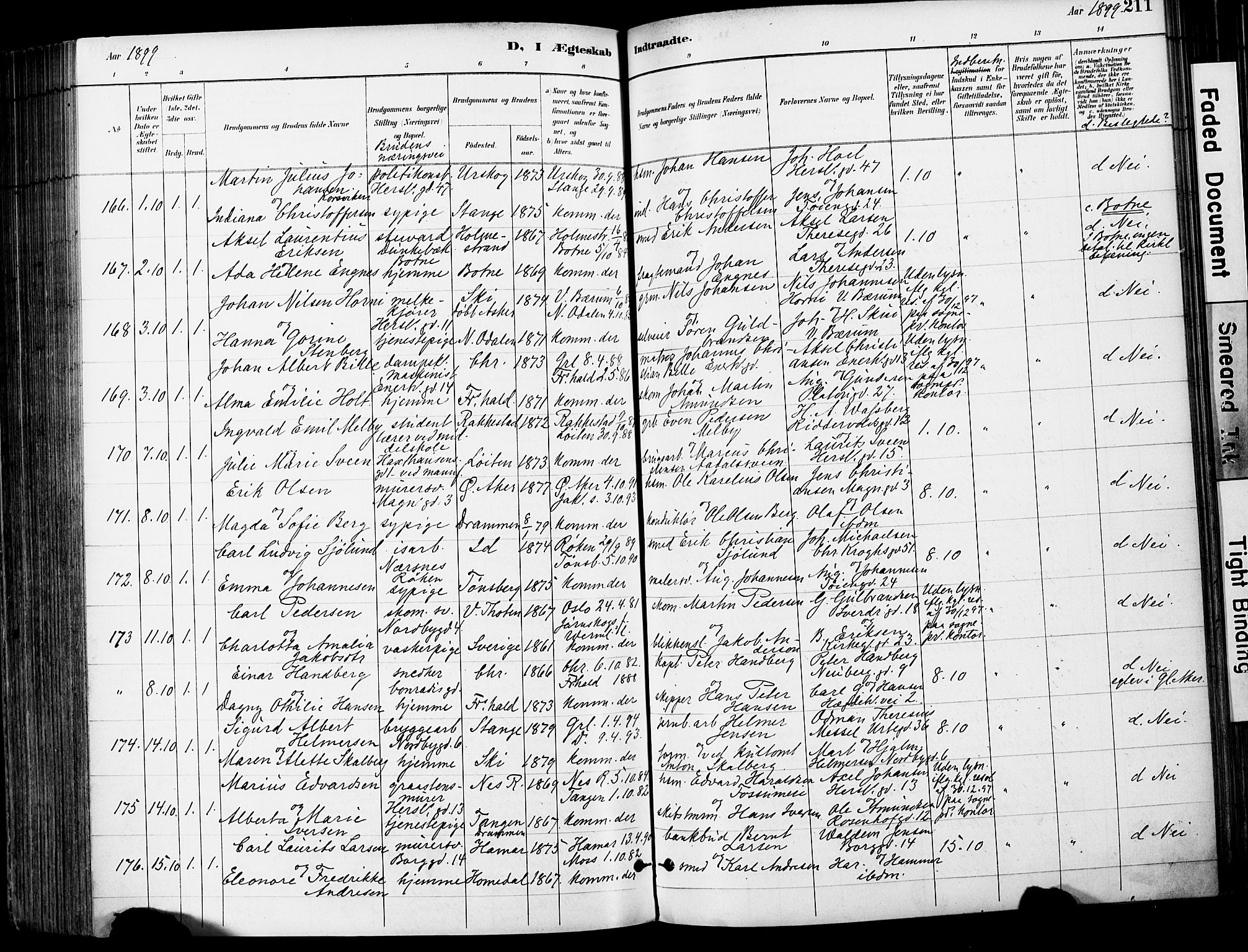 Grønland prestekontor Kirkebøker, AV/SAO-A-10848/F/Fa/L0013: Parish register (official) no. 13, 1887-1906, p. 211