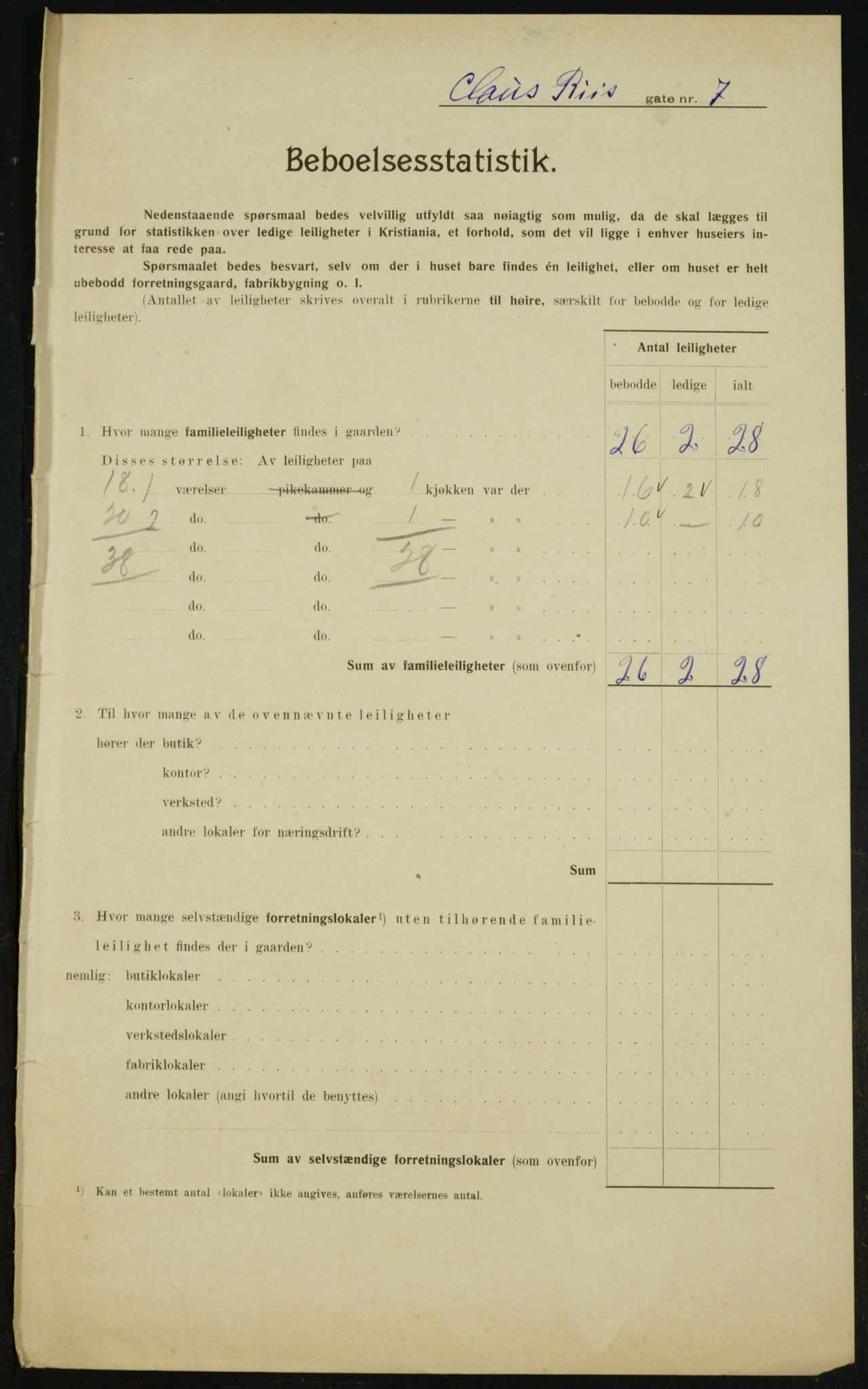 OBA, Municipal Census 1910 for Kristiania, 1910, p. 12254