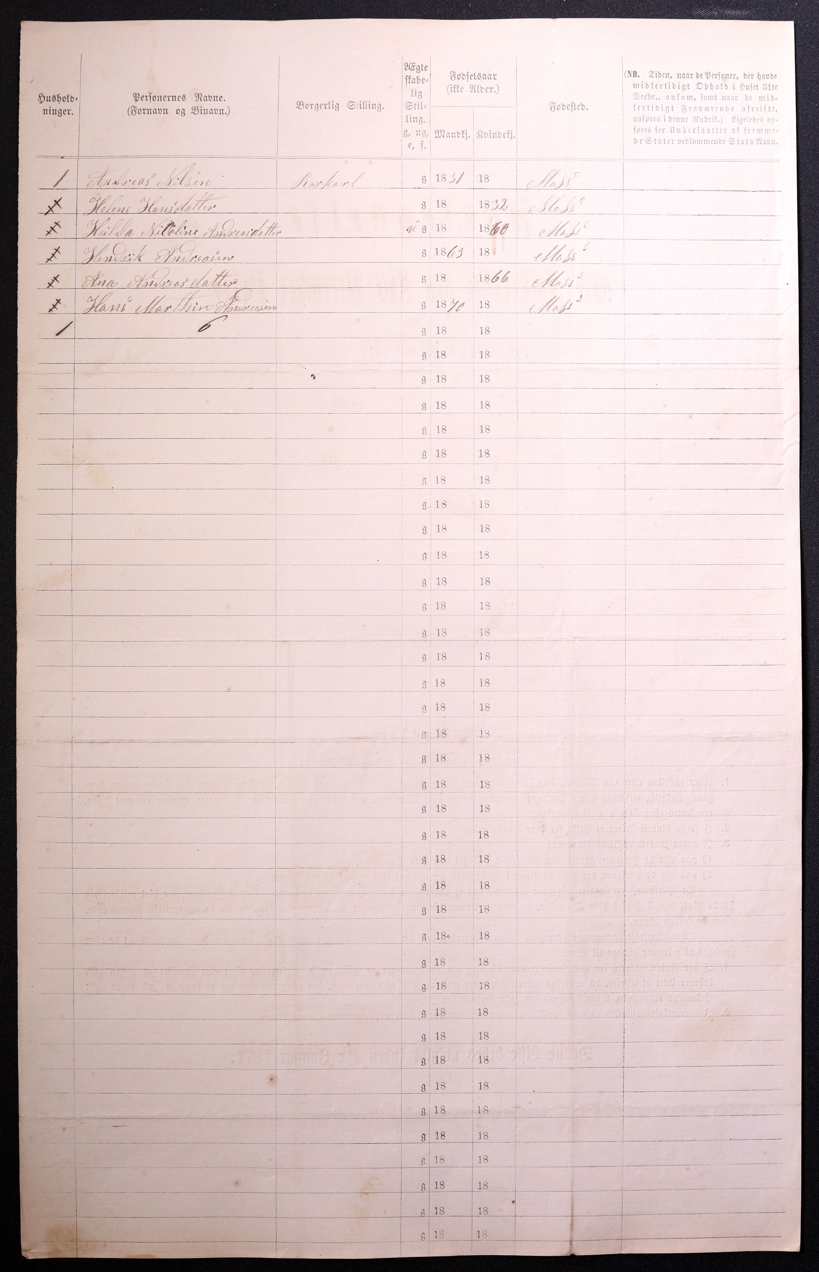 RA, 1870 census for 0104 Moss, 1870, p. 638