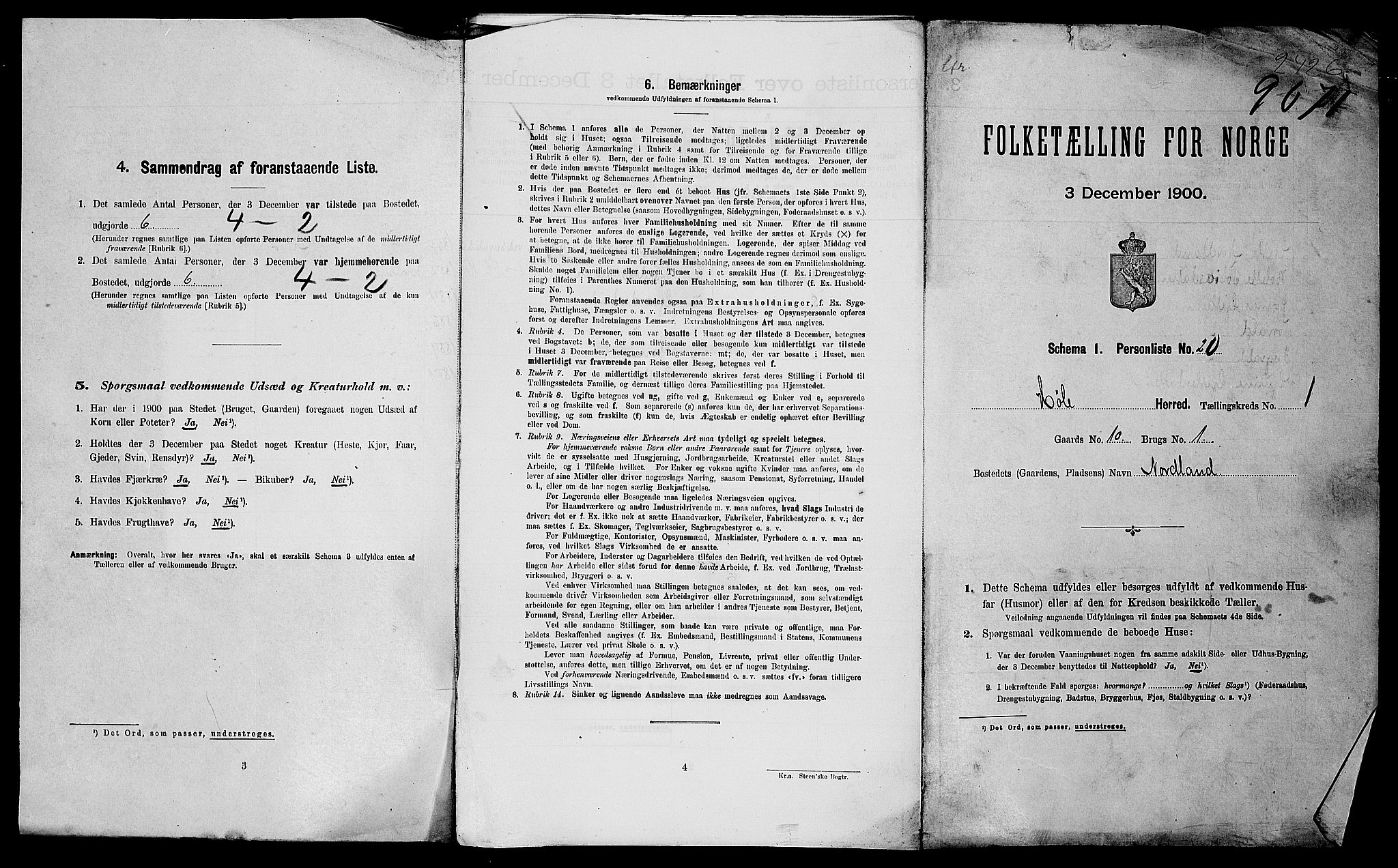 SAST, 1900 census for Høle, 1900, p. 25