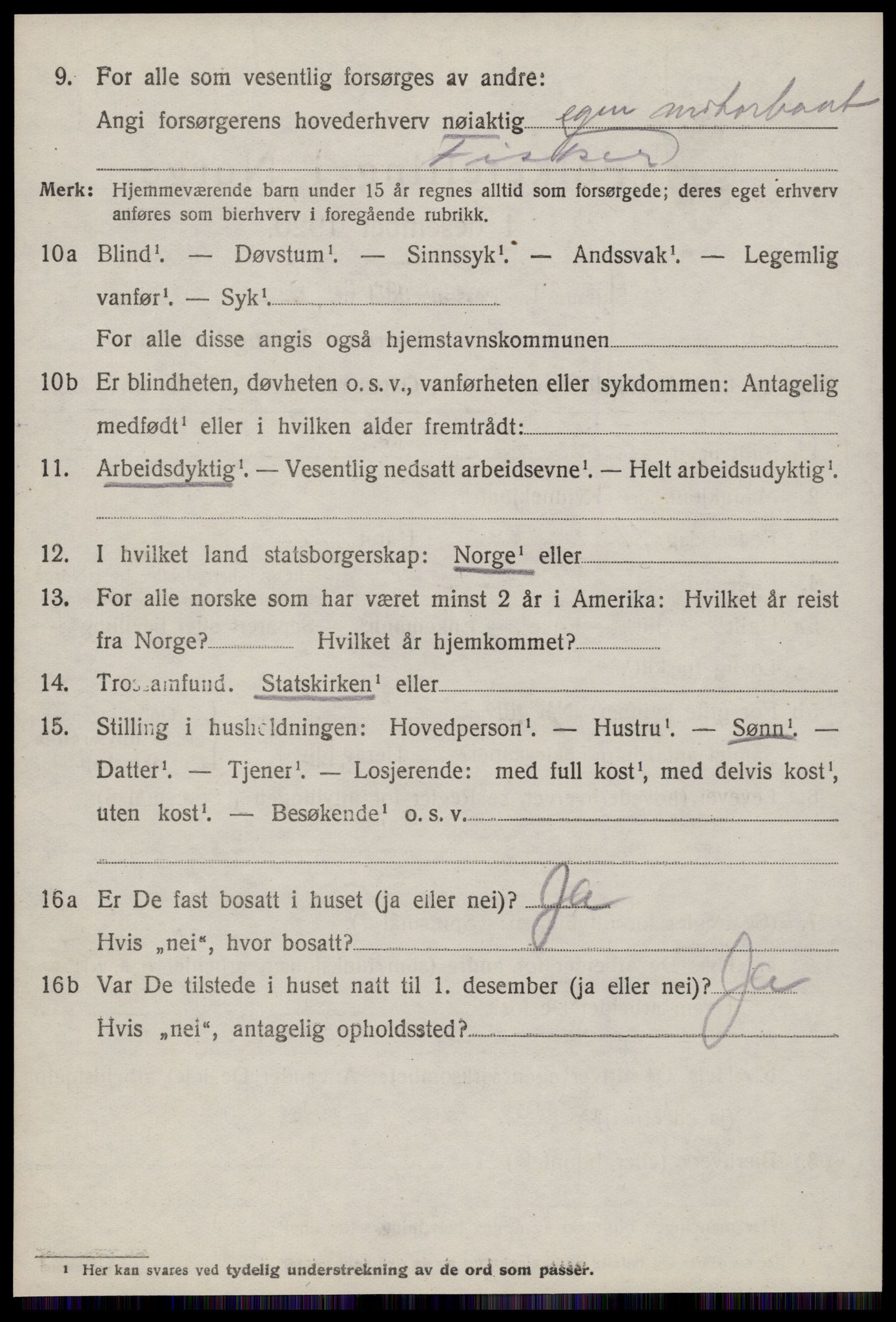 SAT, 1920 census for Hustad, 1920, p. 1492