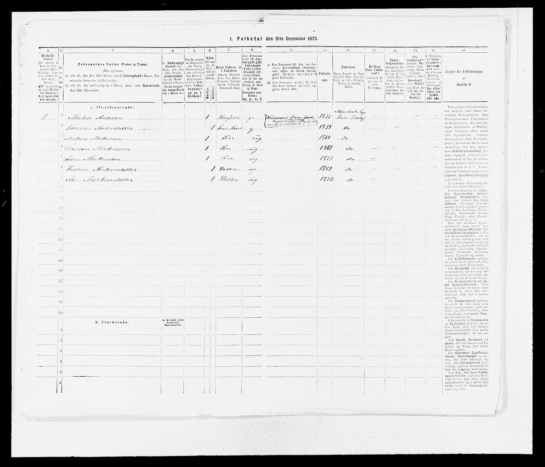 SAB, 1875 census for 1432P Førde, 1875, p. 1336