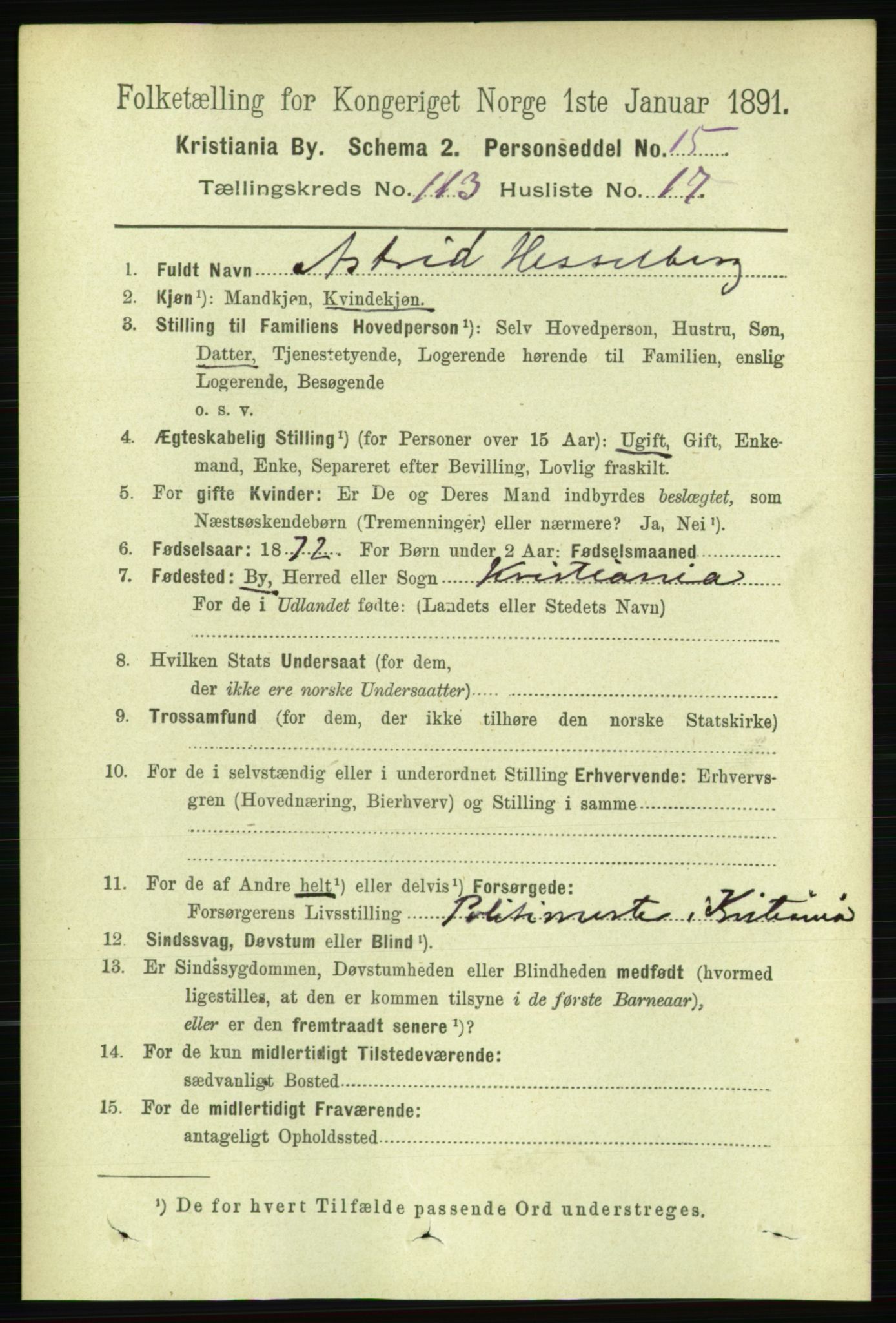 RA, 1891 census for 0301 Kristiania, 1891, p. 60489