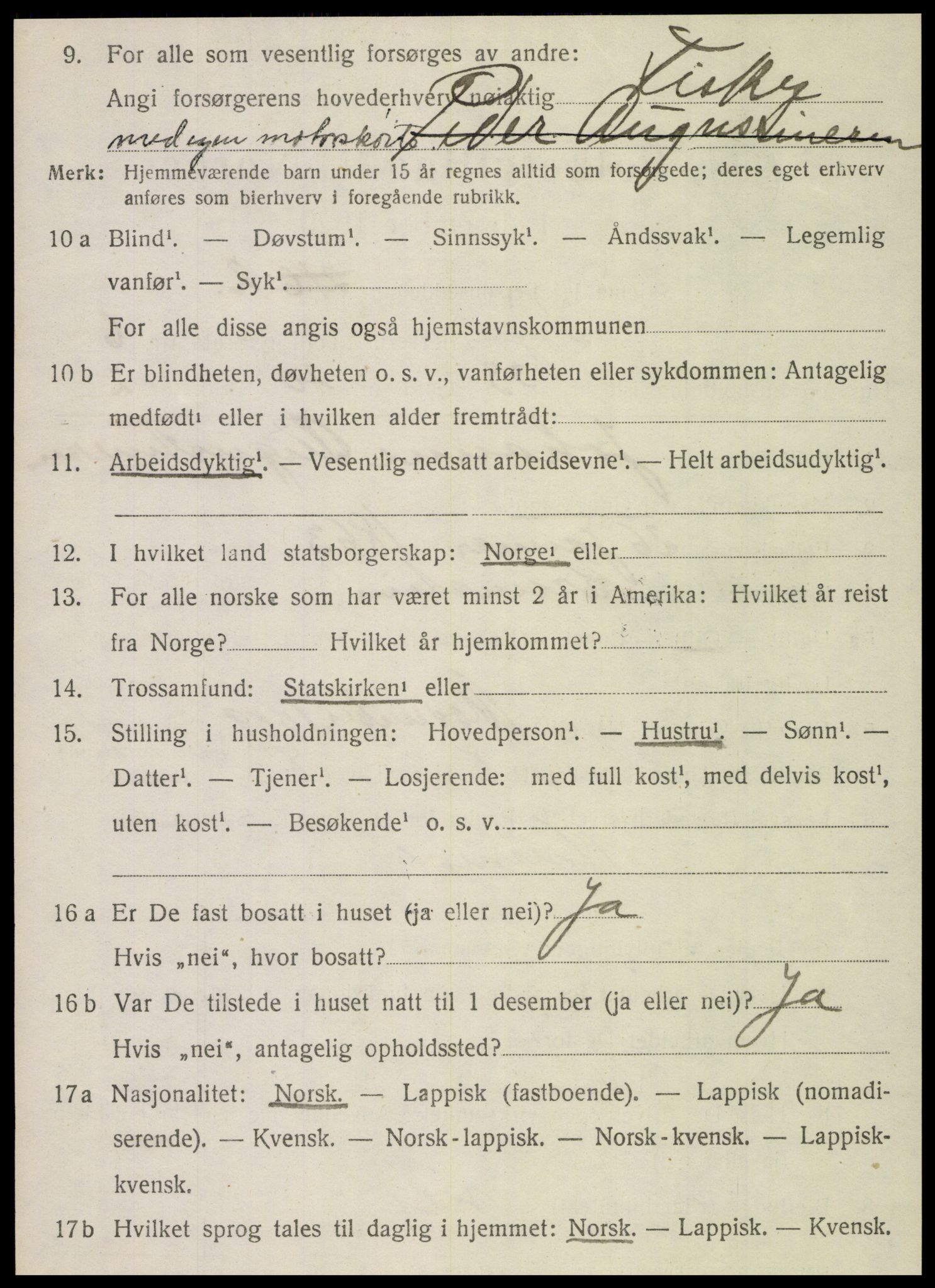 SAT, 1920 census for Vega, 1920, p. 3390