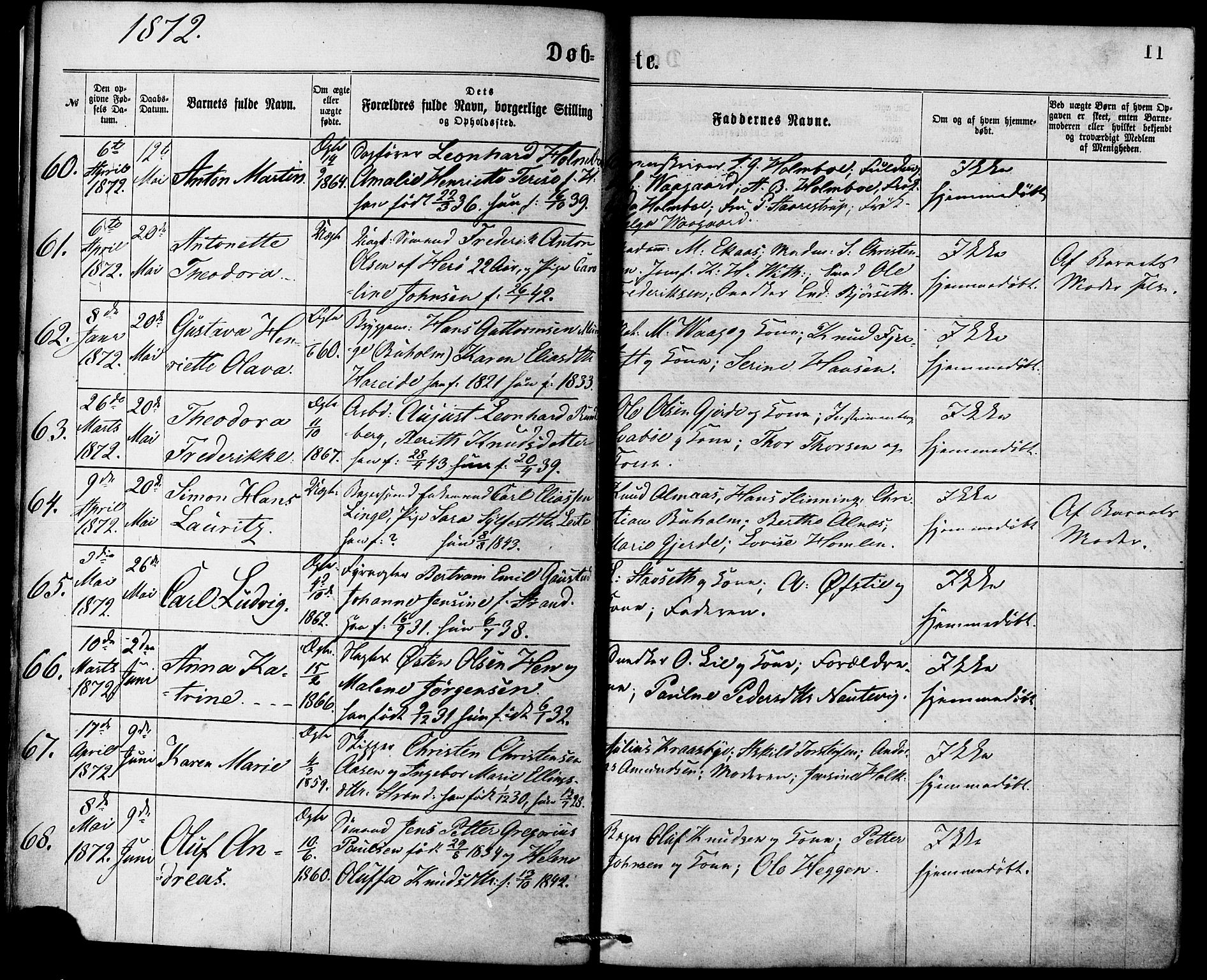 Ministerialprotokoller, klokkerbøker og fødselsregistre - Møre og Romsdal, AV/SAT-A-1454/529/L0453: Parish register (official) no. 529A03, 1872-1877, p. 11