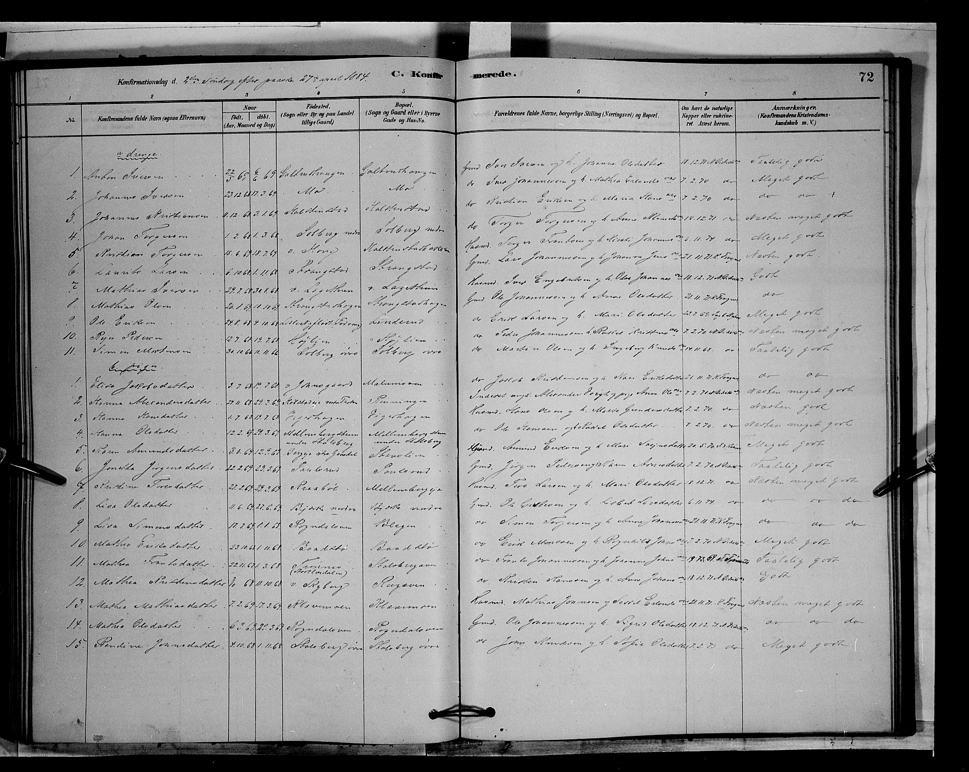 Øyer prestekontor, SAH/PREST-084/H/Ha/Hab/L0003: Parish register (copy) no. 3, 1878-1893, p. 72