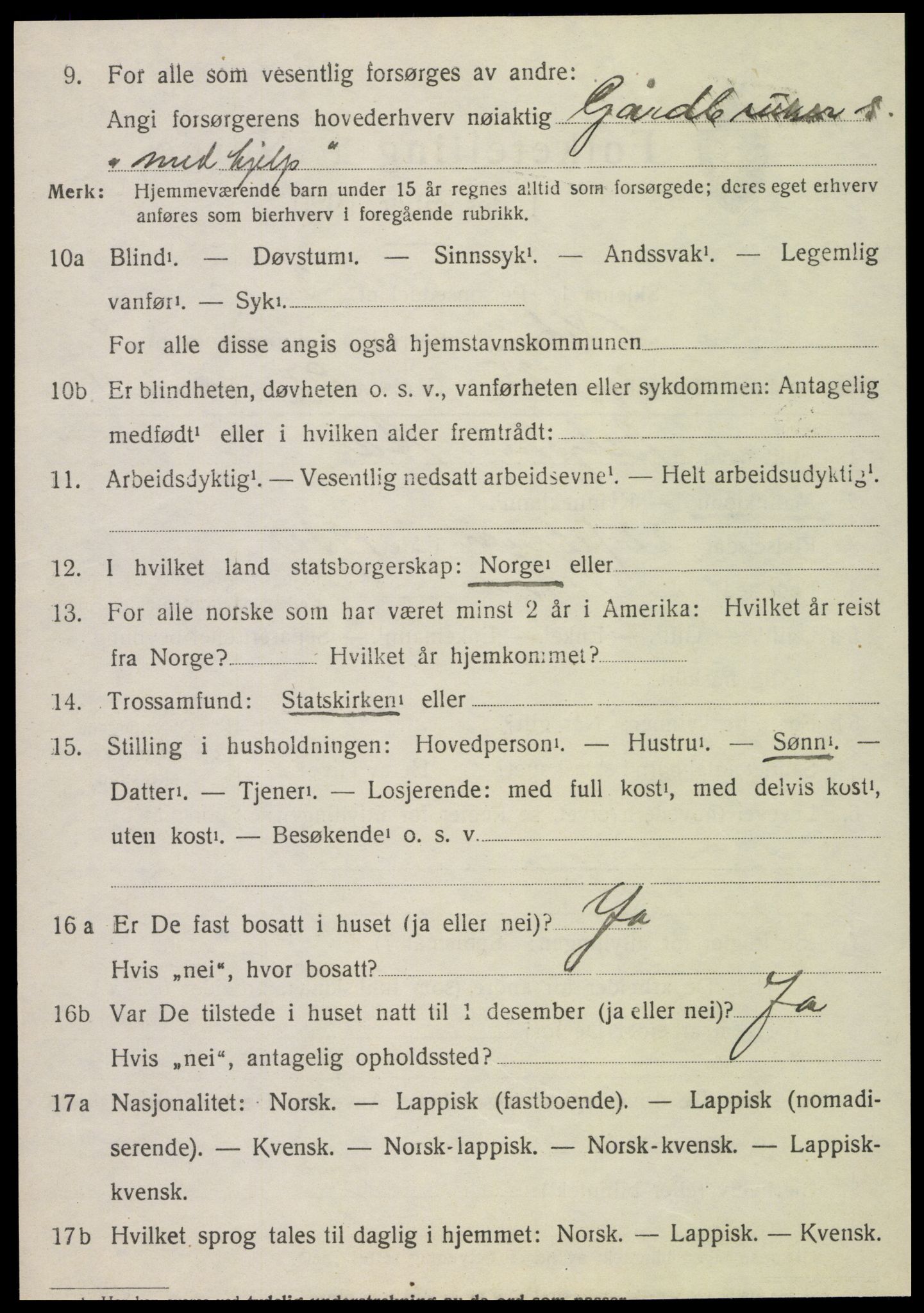 SAT, 1920 census for Vefsn, 1920, p. 5664