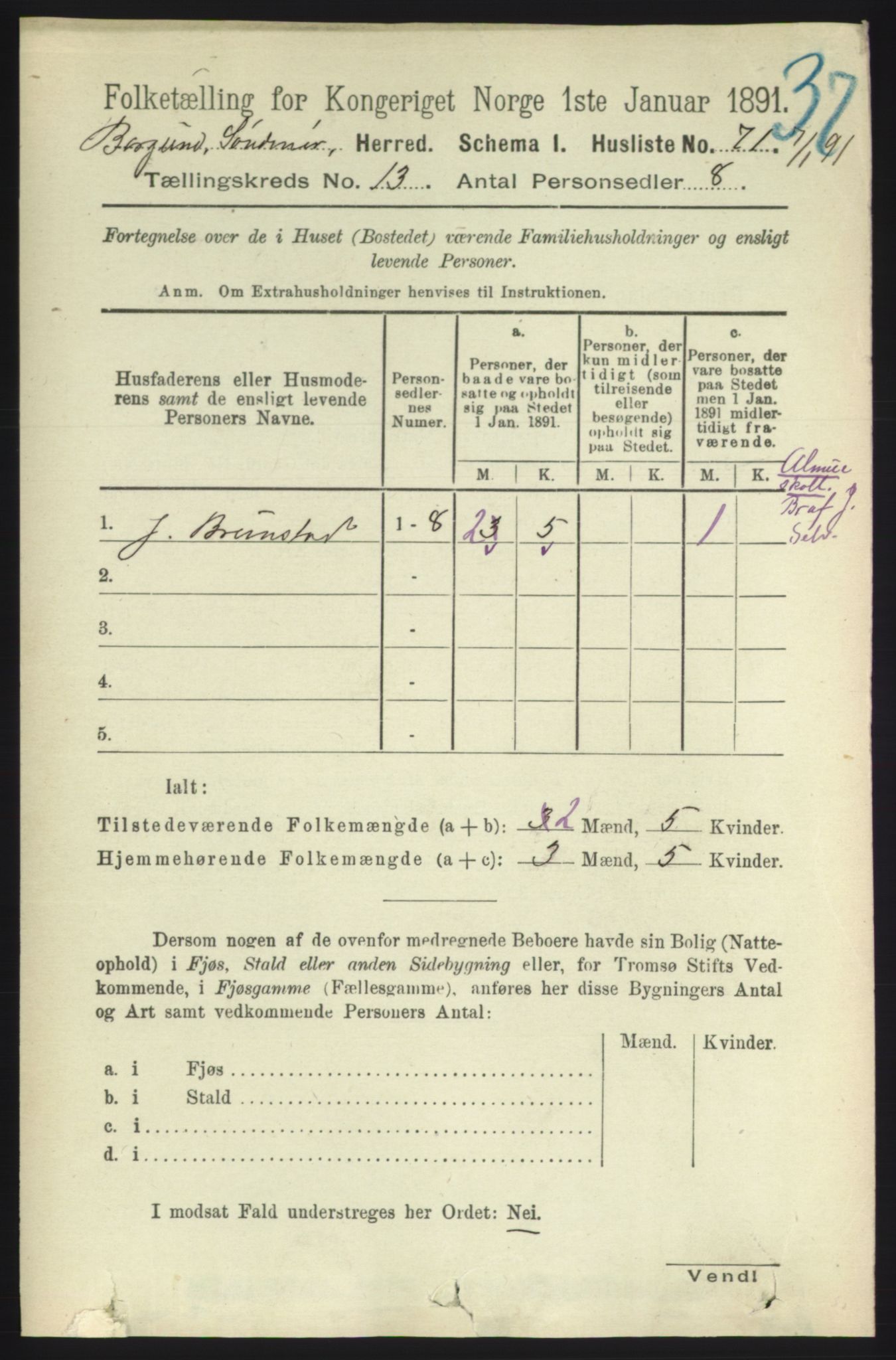 RA, 1891 census for 1531 Borgund, 1891, p. 3547