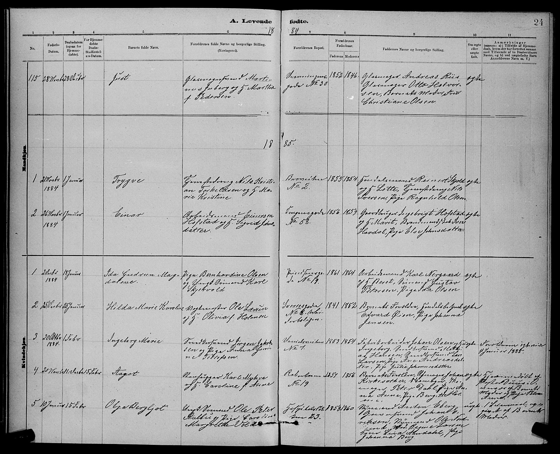 Ministerialprotokoller, klokkerbøker og fødselsregistre - Sør-Trøndelag, SAT/A-1456/601/L0092: Parish register (copy) no. 601C10, 1884-1897, p. 24
