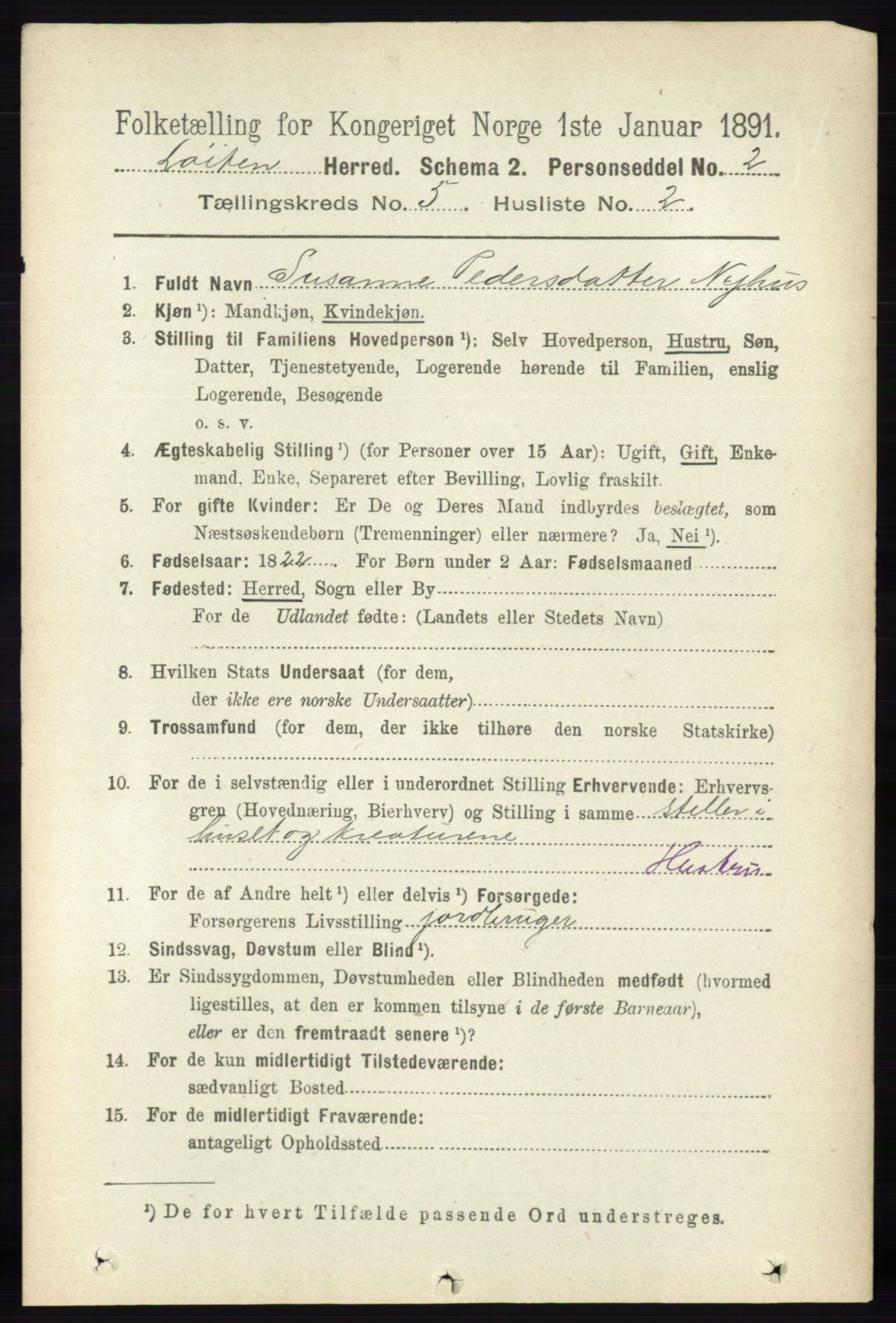 RA, 1891 census for 0415 Løten, 1891, p. 3433