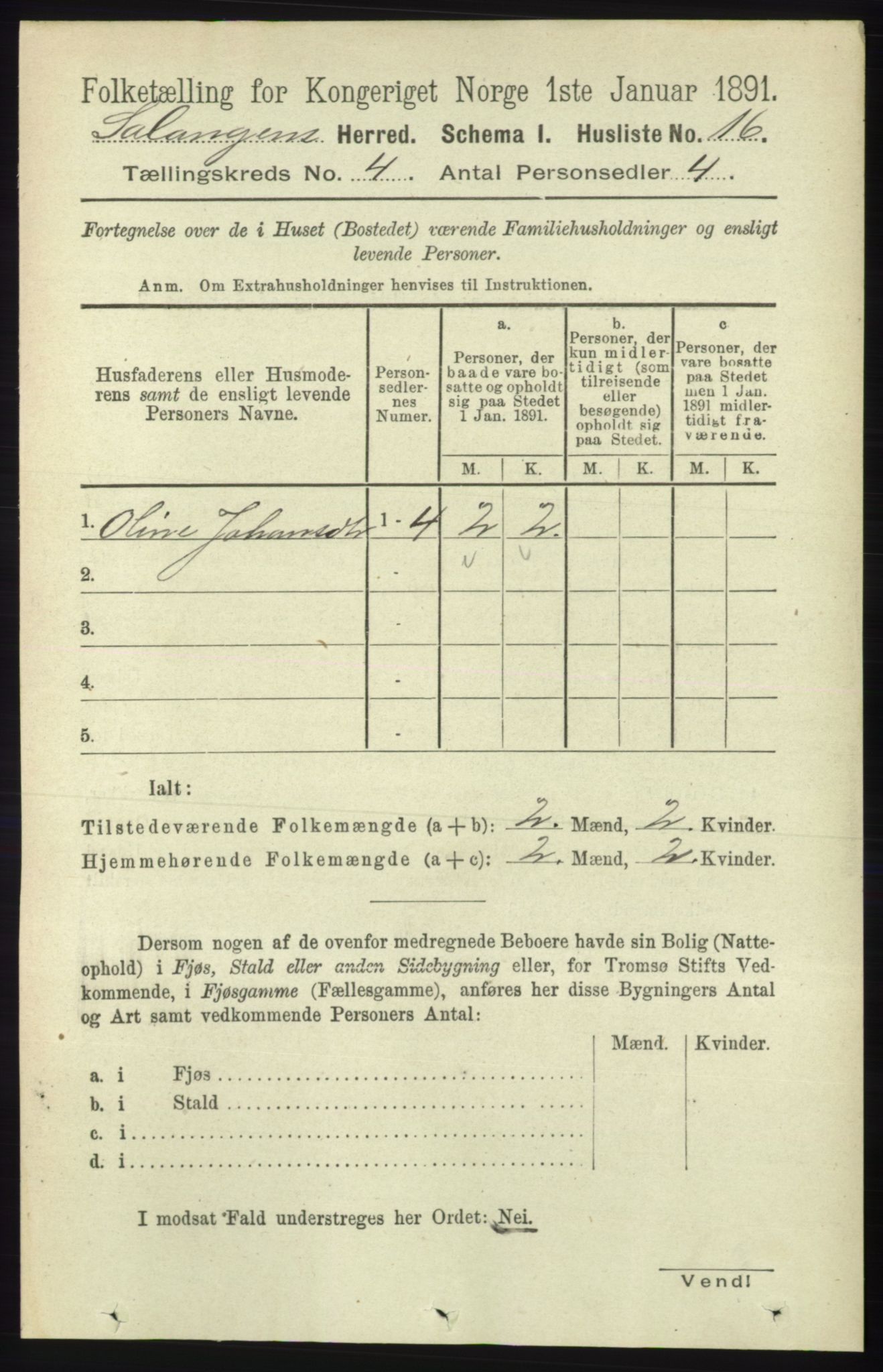 RA, 1891 census for 1921 Salangen, 1891, p. 1753