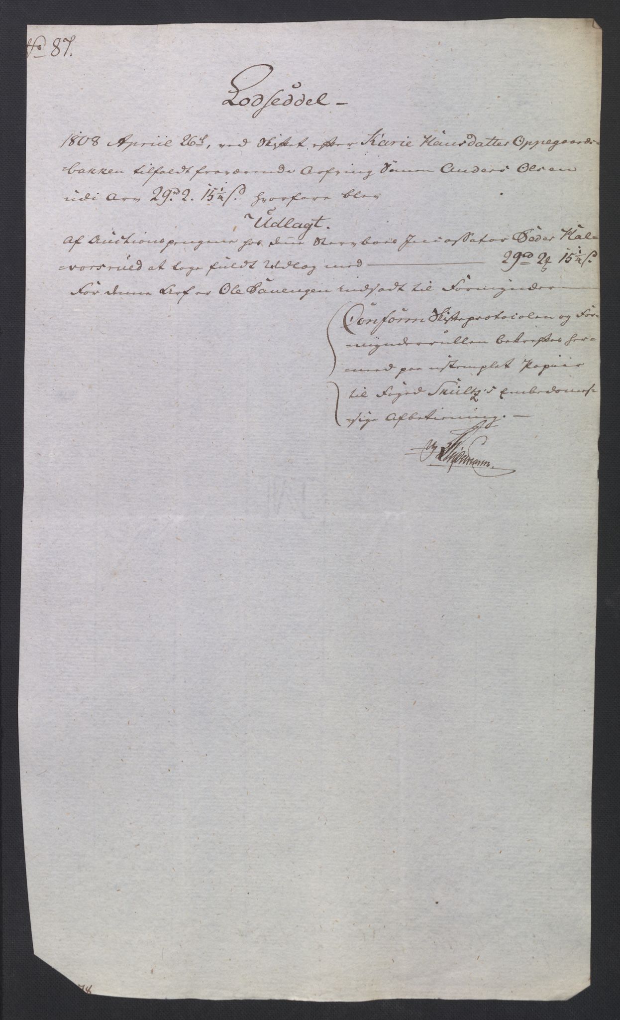 Rentekammeret inntil 1814, Reviderte regnskaper, Fogderegnskap, AV/RA-EA-4092/R19/L1396: Fogderegnskap Toten, Hadeland og Vardal, 1808, p. 319