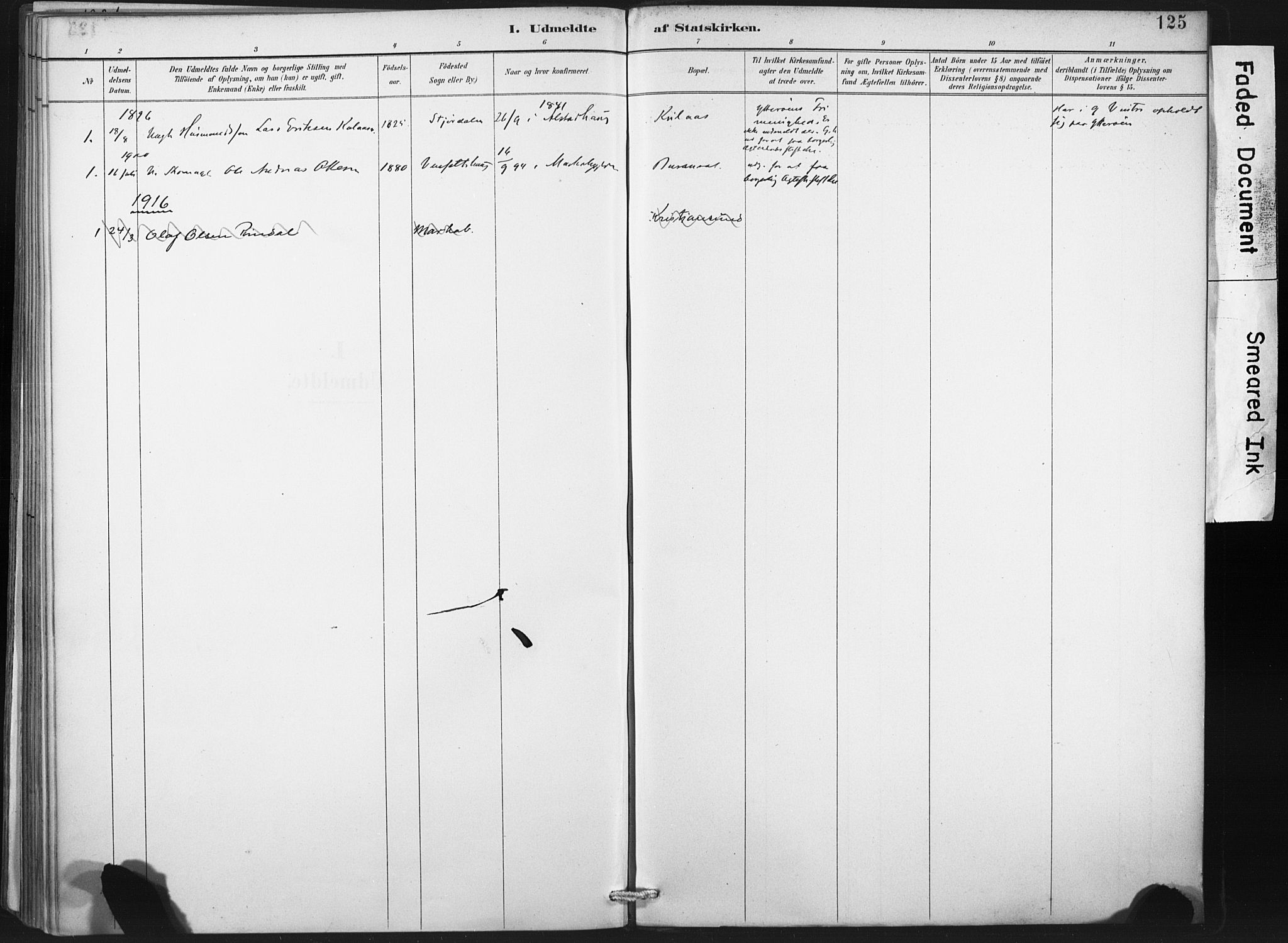 Ministerialprotokoller, klokkerbøker og fødselsregistre - Nord-Trøndelag, AV/SAT-A-1458/718/L0175: Parish register (official) no. 718A01, 1890-1923, p. 125