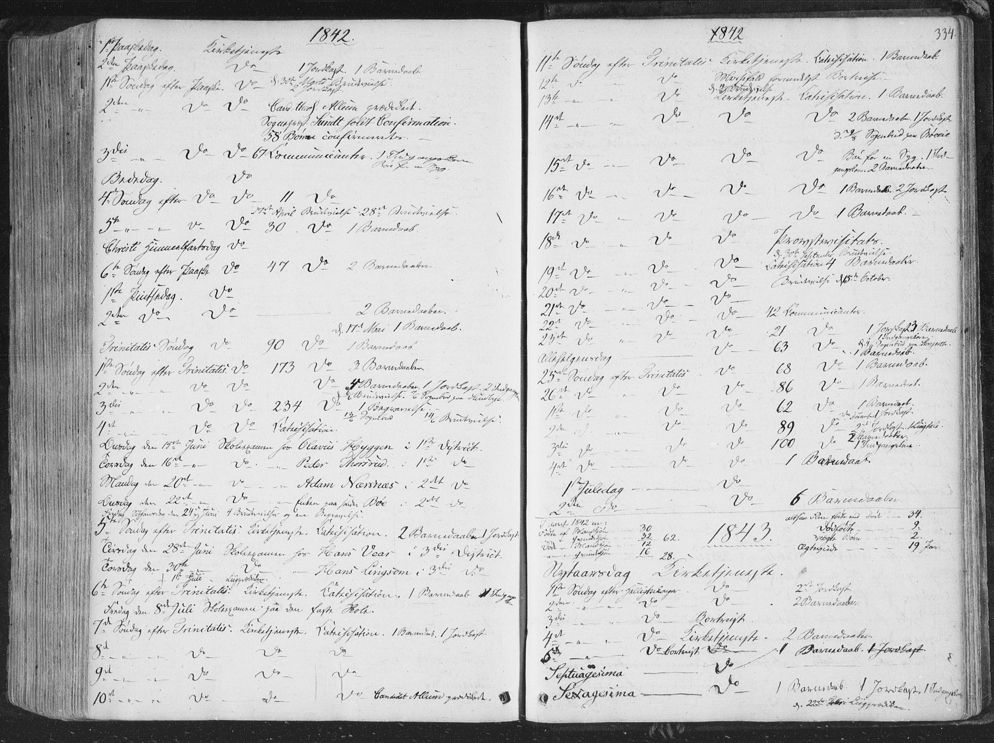 Røyken kirkebøker, AV/SAKO-A-241/F/Fa/L0005: Parish register (official) no. 5, 1833-1856, p. 334