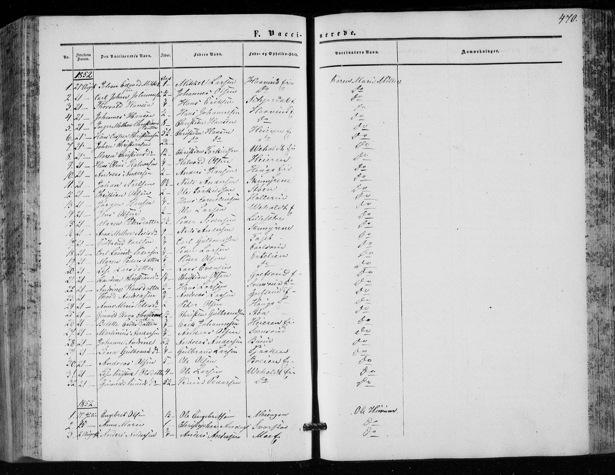 Hole kirkebøker, SAKO/A-228/F/Fa/L0006: Parish register (official) no. I 6, 1852-1872, p. 470