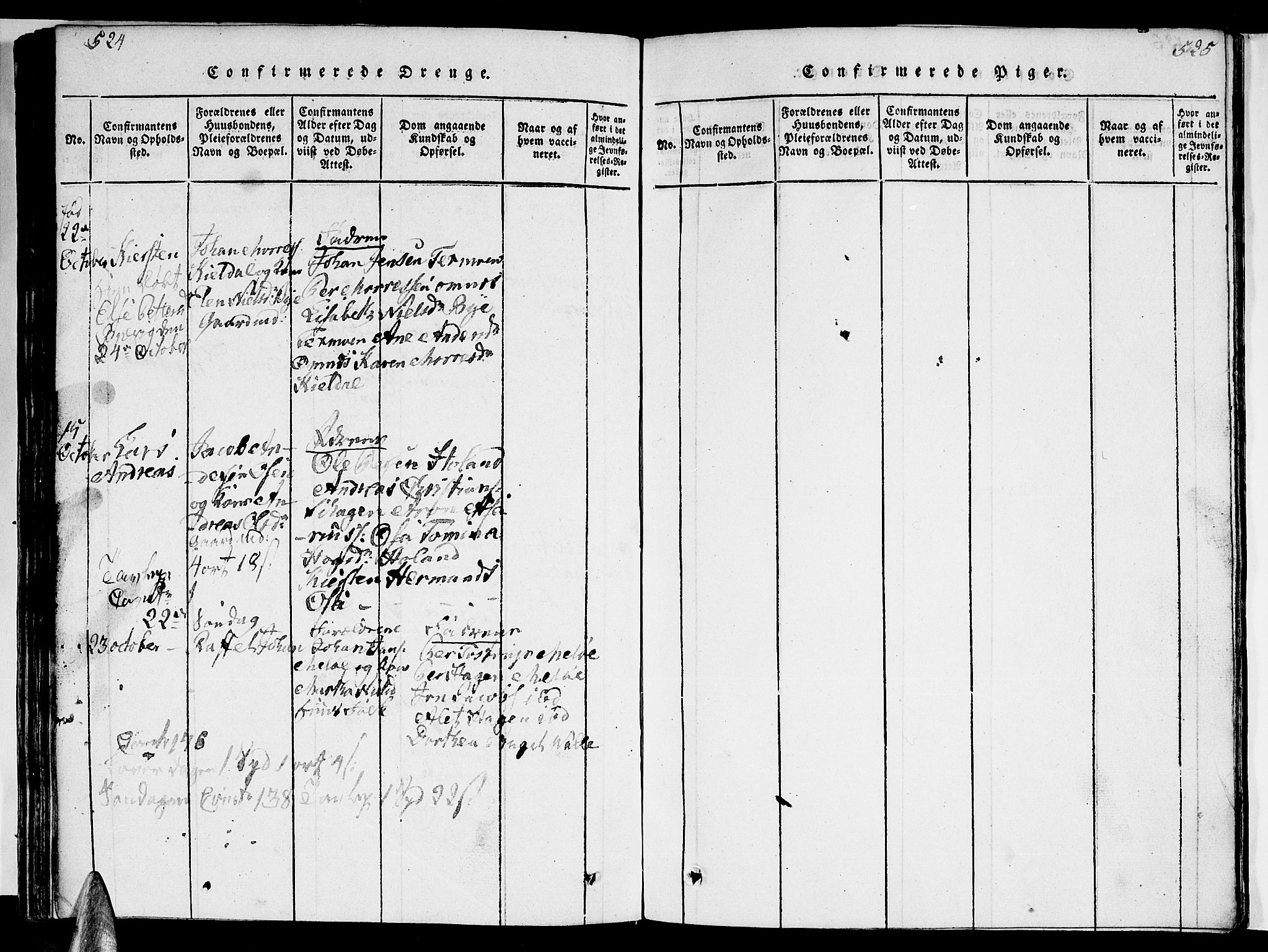 Ministerialprotokoller, klokkerbøker og fødselsregistre - Nordland, AV/SAT-A-1459/841/L0617: Parish register (copy) no. 841C01 /2, 1820-1830, p. 524-525