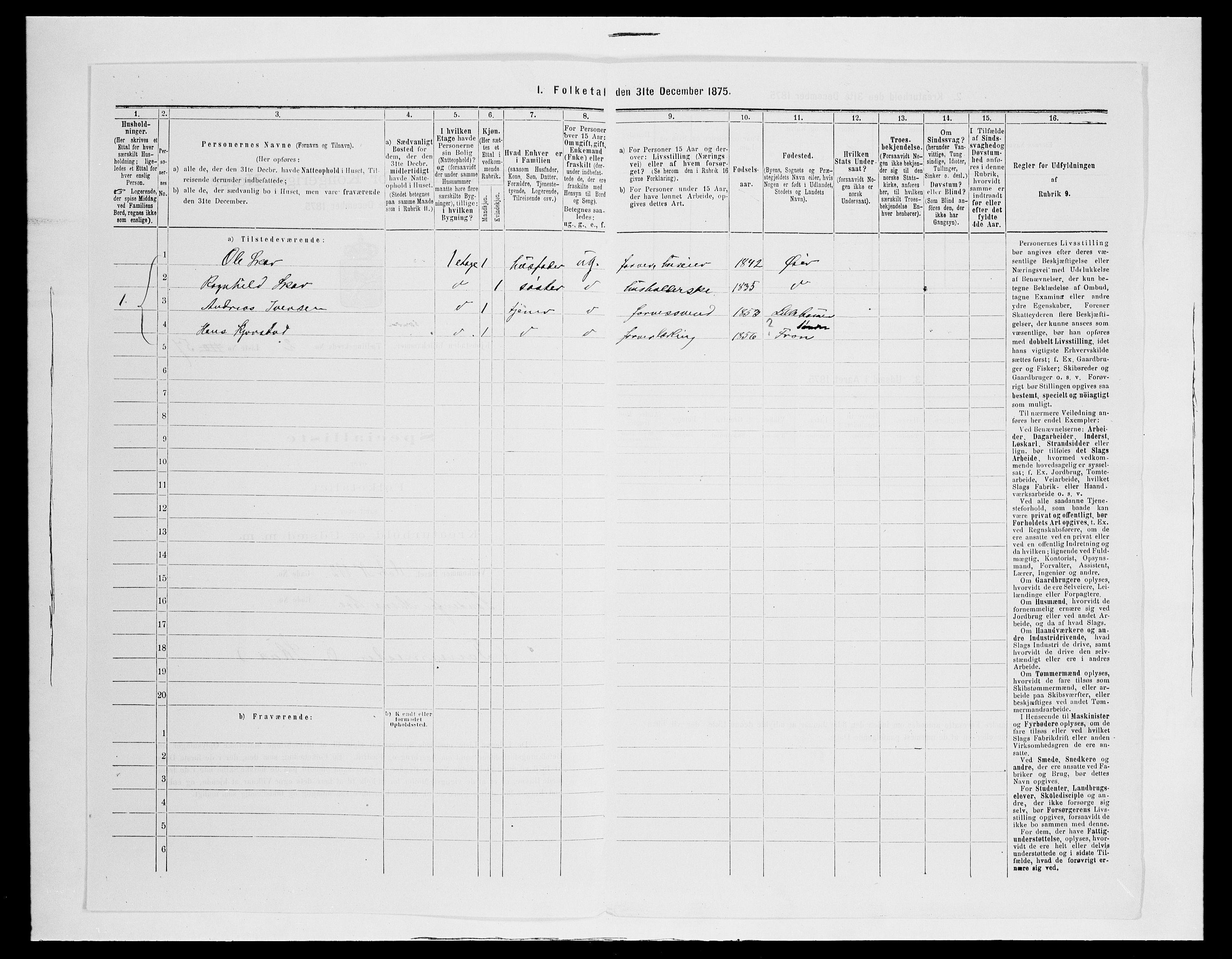 SAH, 1875 census for 0501B Fåberg/Lillehammer, 1875, p. 132