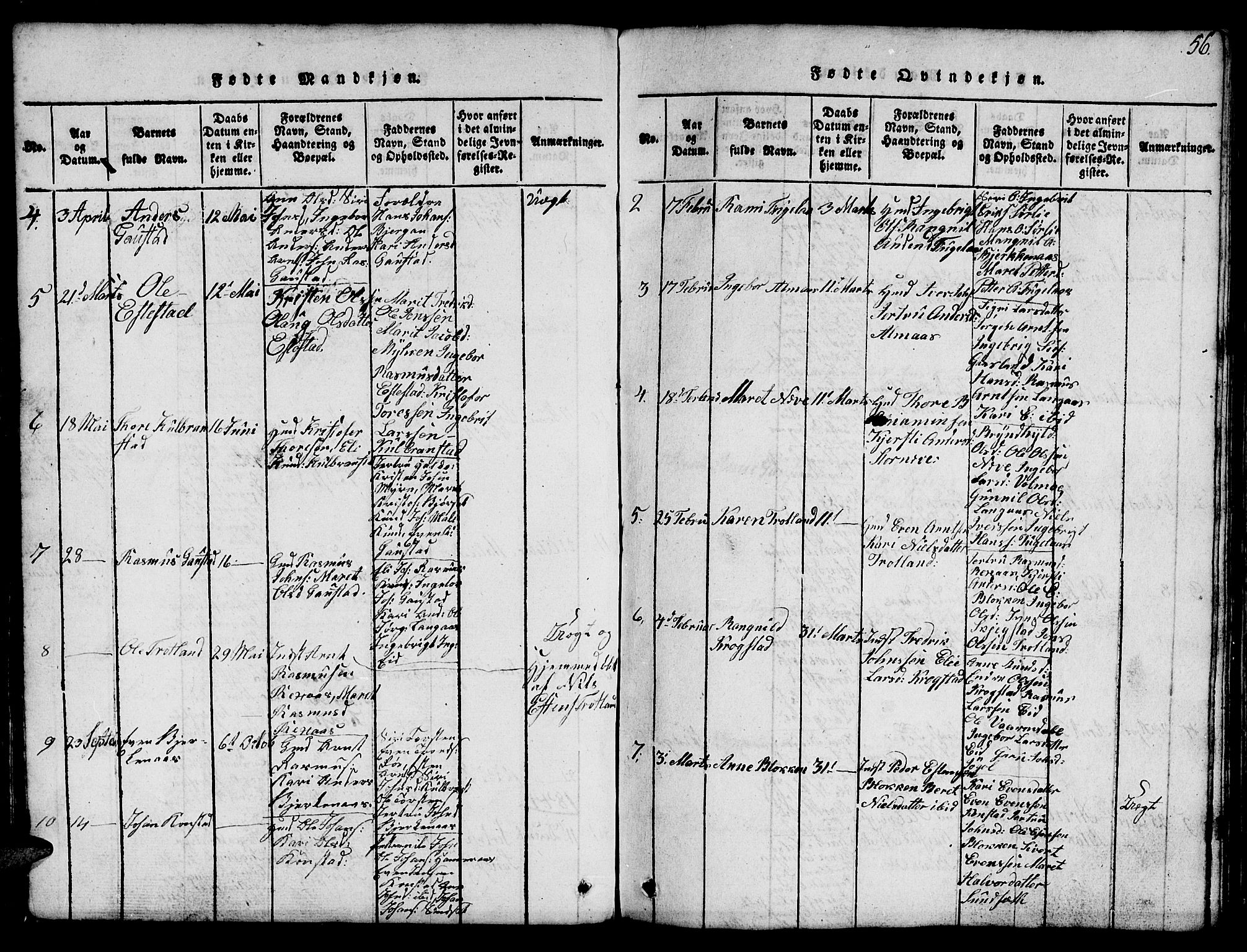 Ministerialprotokoller, klokkerbøker og fødselsregistre - Sør-Trøndelag, SAT/A-1456/694/L1130: Parish register (copy) no. 694C02, 1816-1857, p. 56