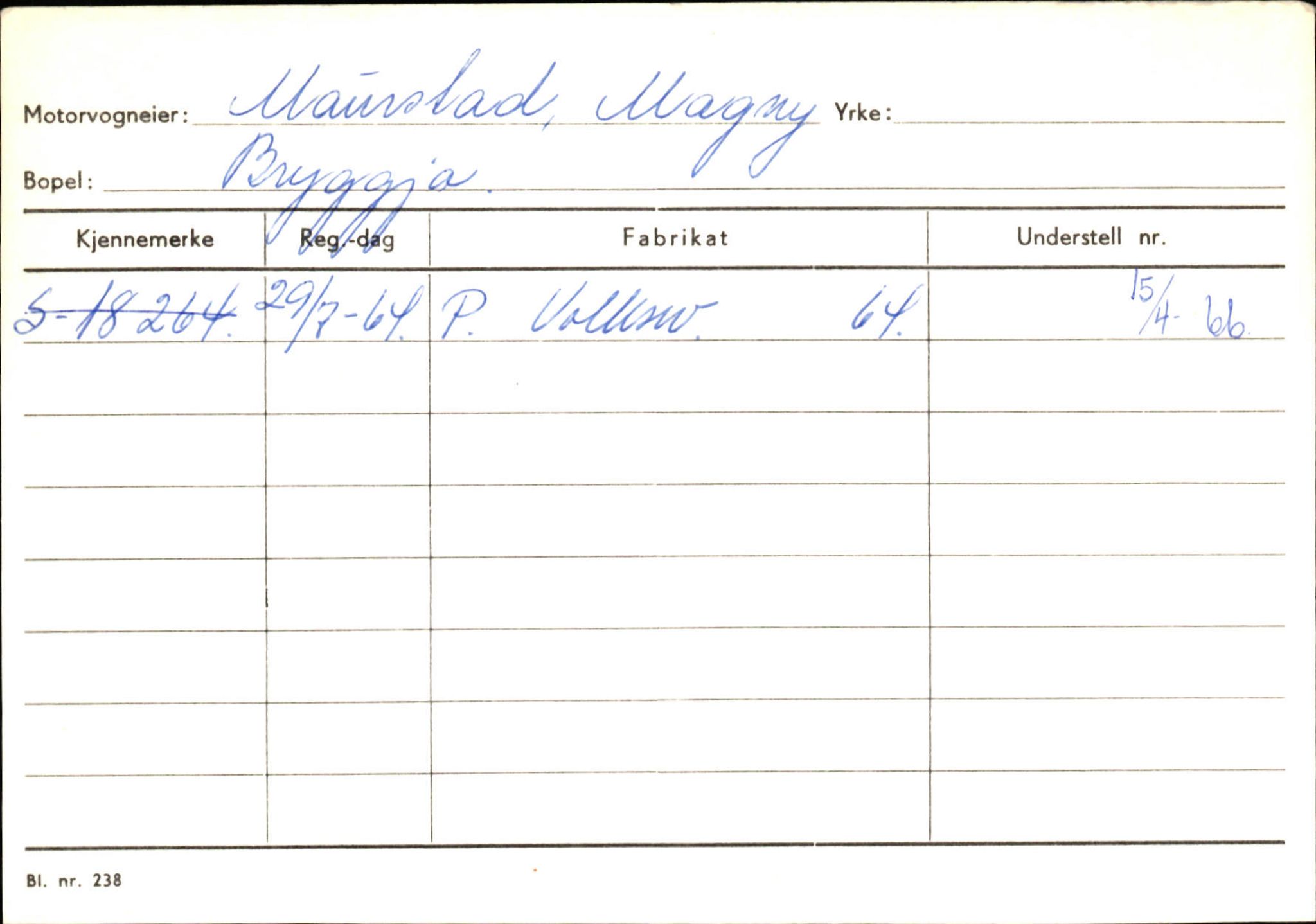 Statens vegvesen, Sogn og Fjordane vegkontor, SAB/A-5301/4/F/L0144: Registerkort Vågsøy A-R, 1945-1975, p. 1734