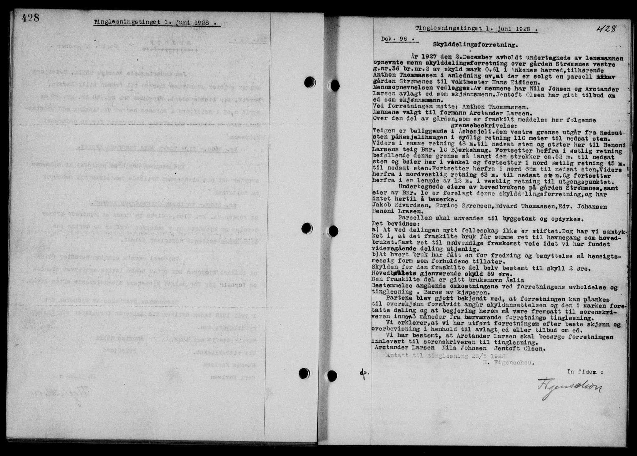 Steigen og Ofoten sorenskriveri, SAT/A-0030/1/2/2C/L0015/0002: Mortgage book no. 16 og 17-I, 1927-1928, Deed date: 01.06.1928