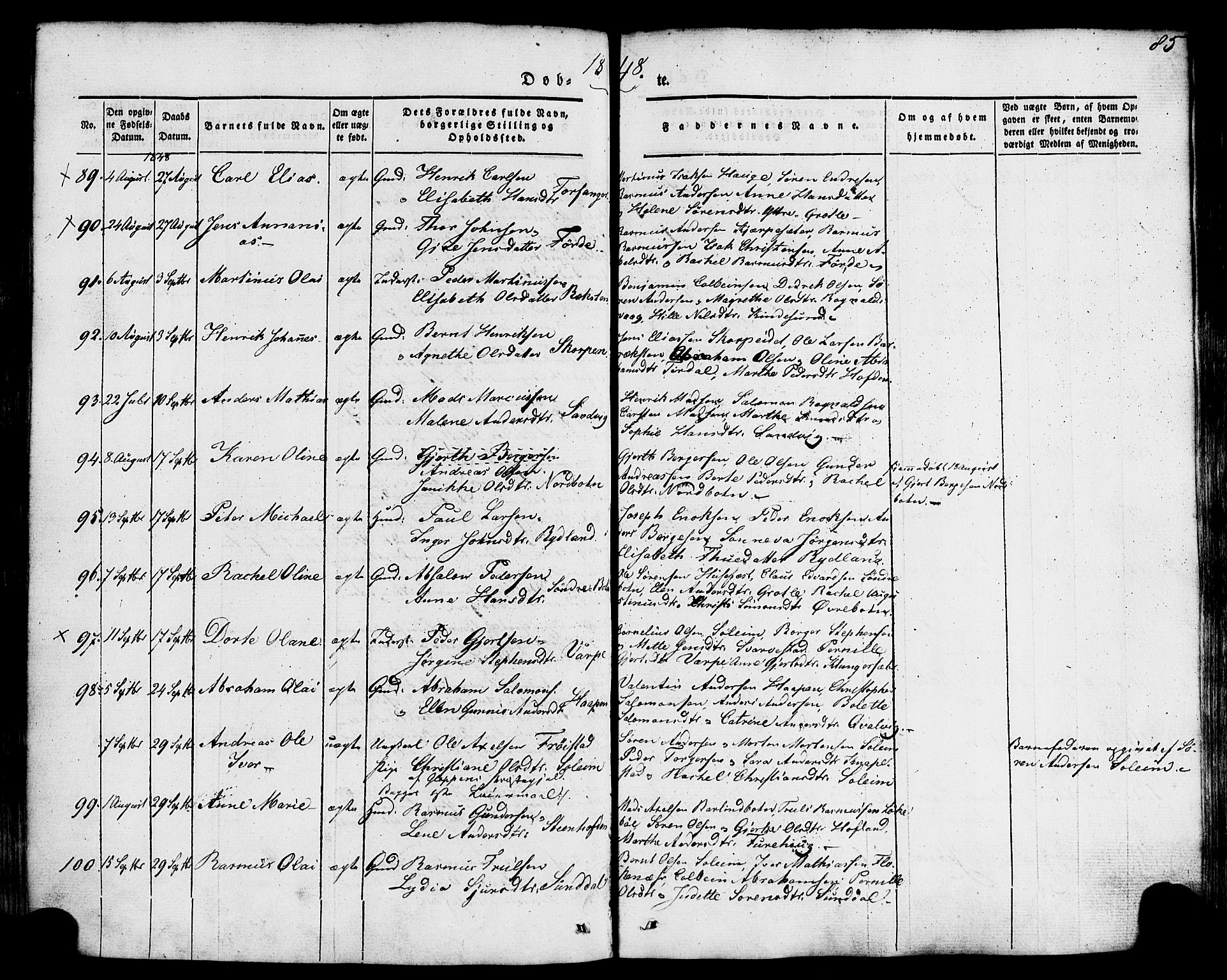 Kinn sokneprestembete, AV/SAB-A-80801/H/Haa/Haaa/L0005: Parish register (official) no. A 5, 1841-1857, p. 85