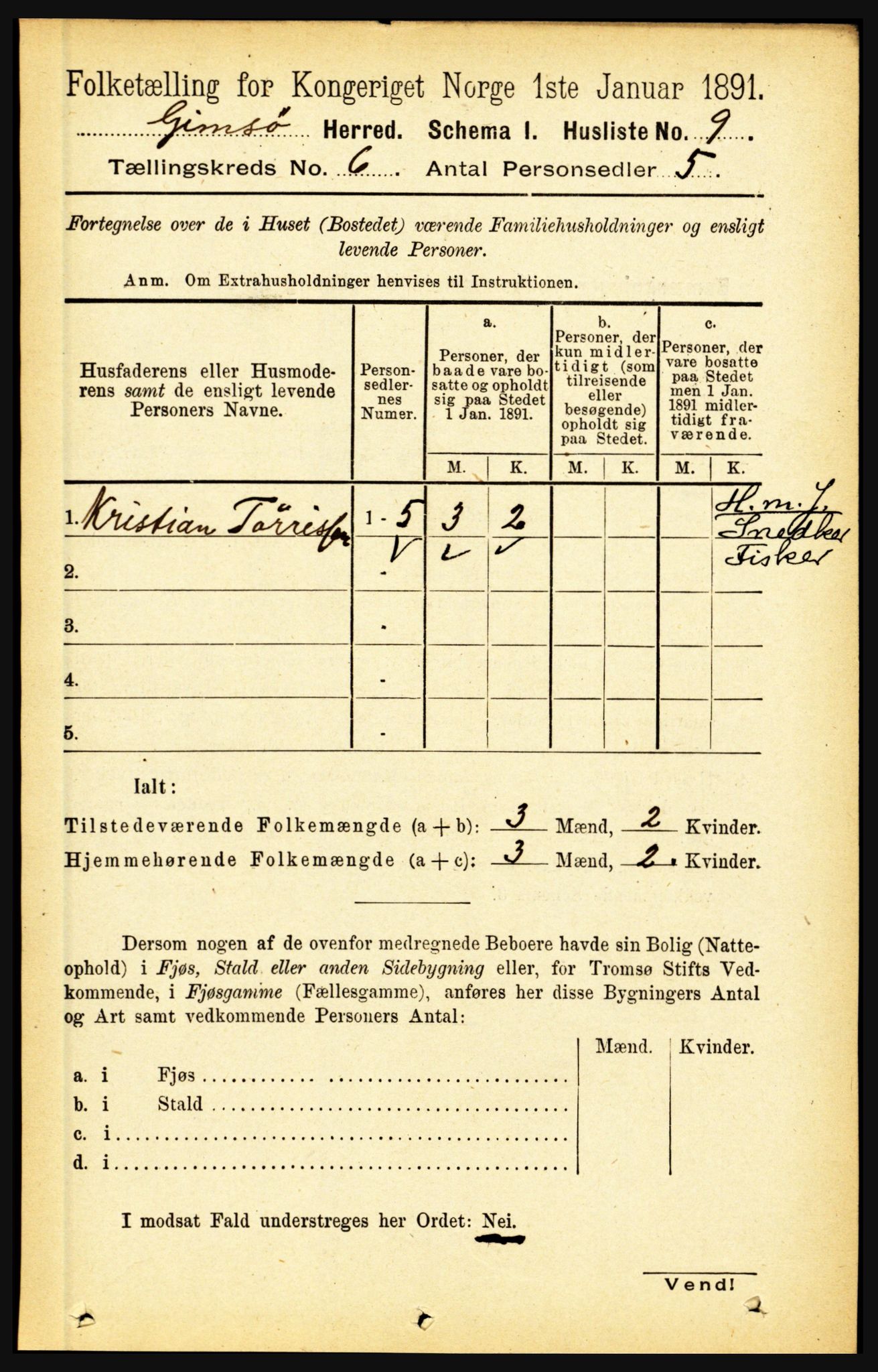 RA, 1891 census for 1864 Gimsøy, 1891, p. 978