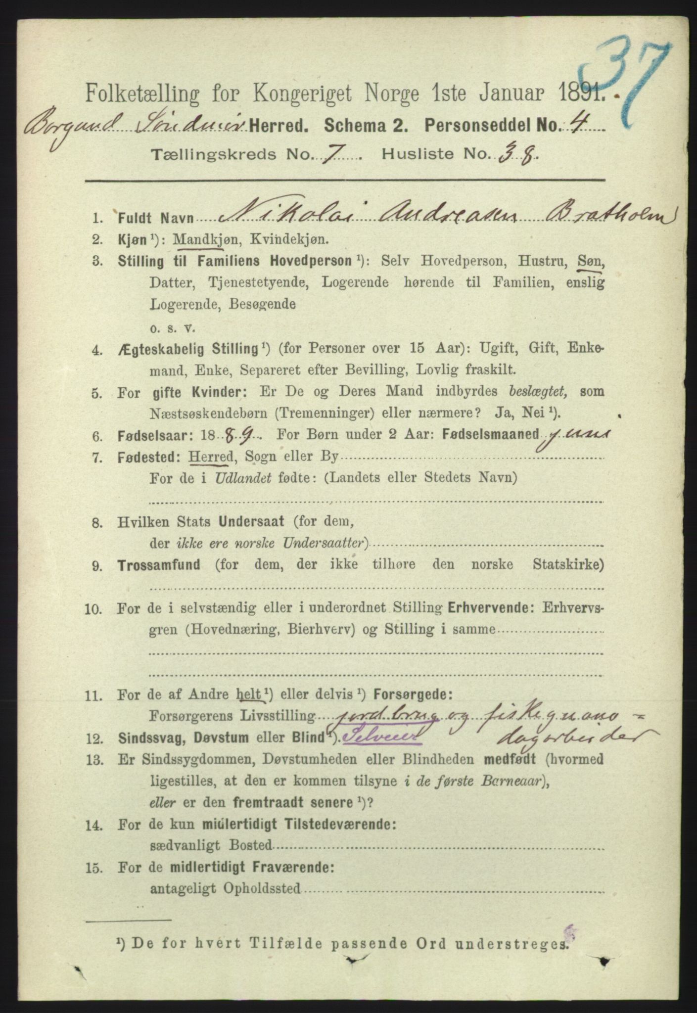 RA, 1891 census for 1531 Borgund, 1891, p. 2103