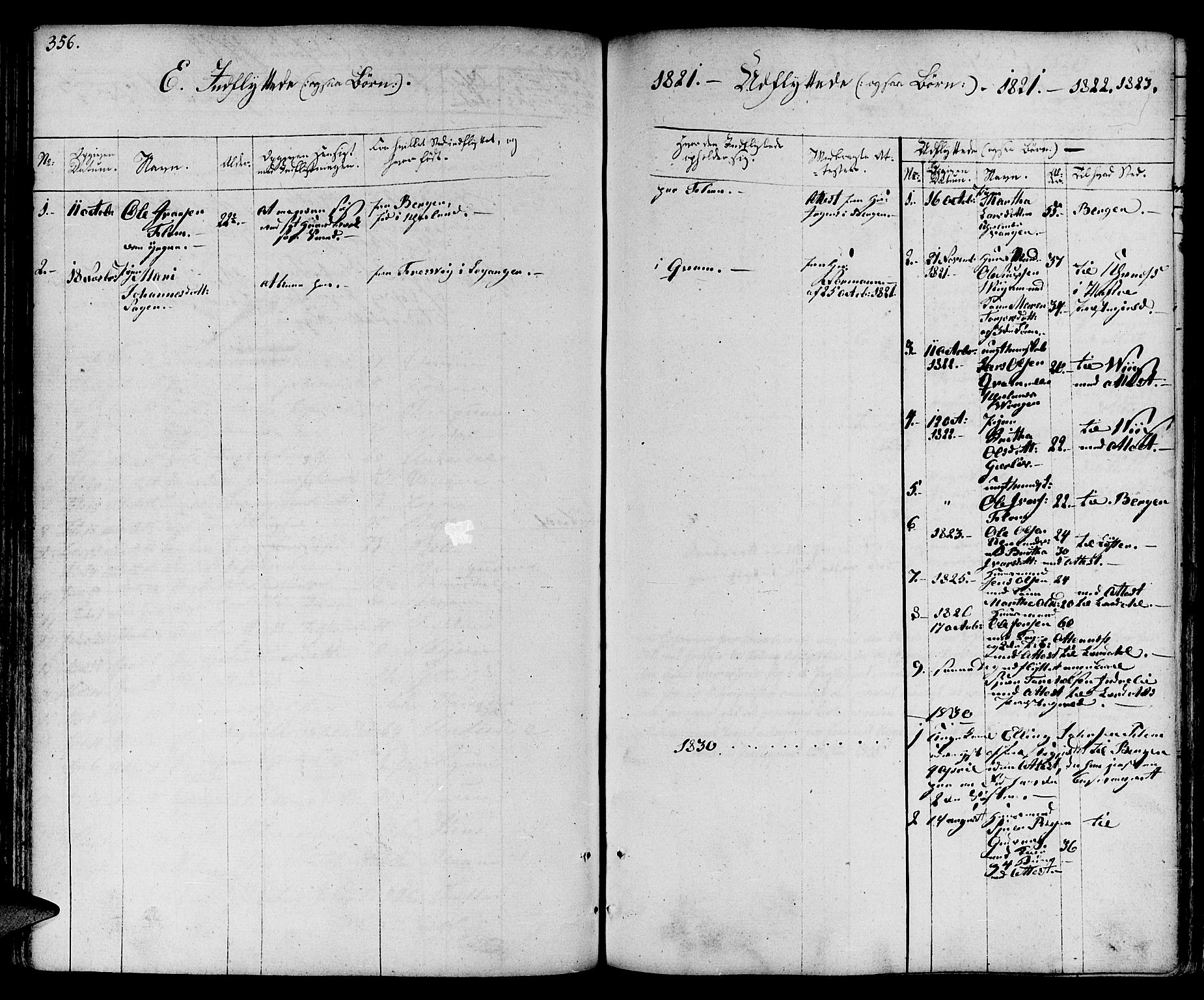 Aurland sokneprestembete, SAB/A-99937/H/Ha/Haa/L0006: Parish register (official) no. A 6, 1821-1859, p. 356