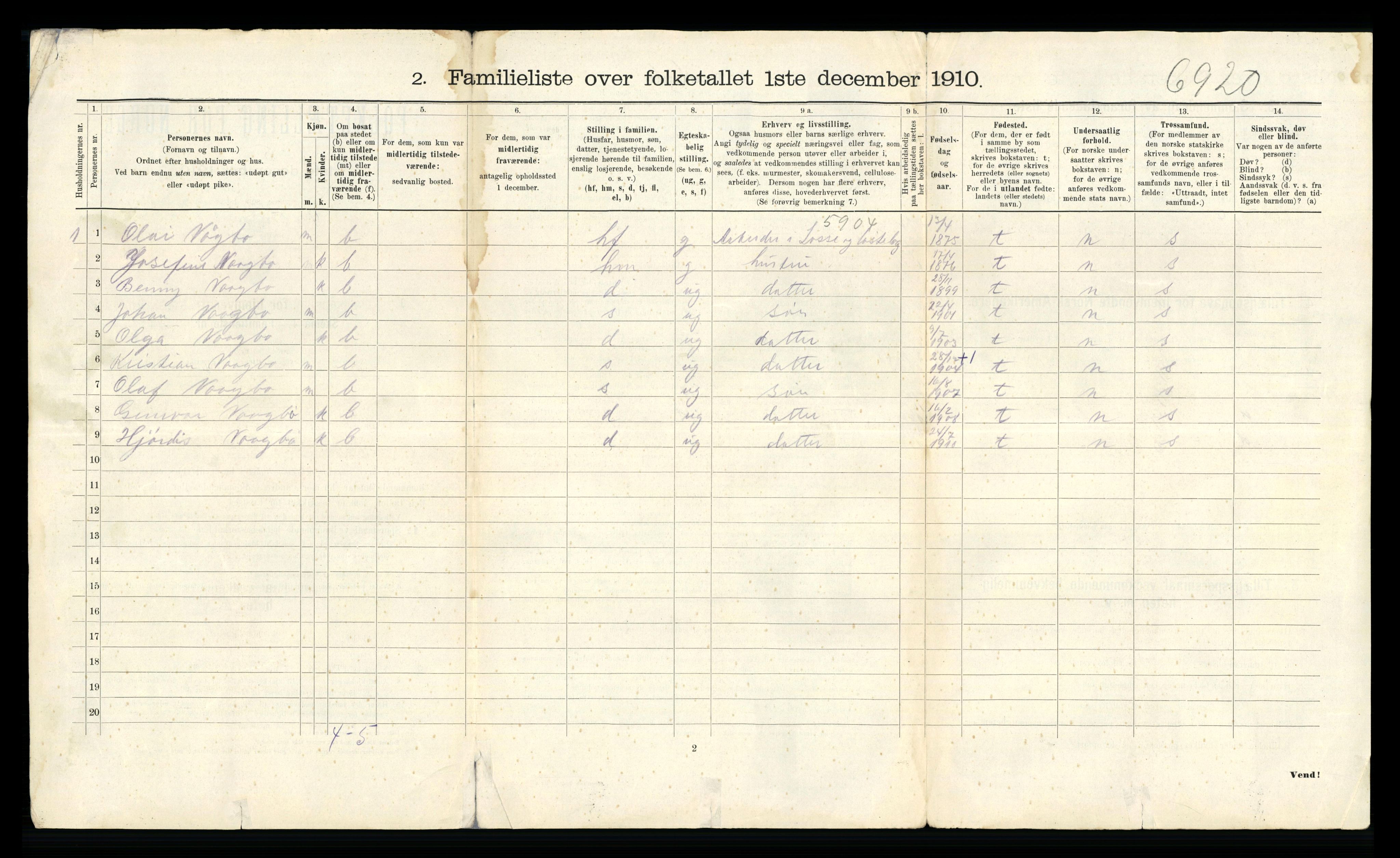 RA, 1910 census for Kristiansund, 1910, p. 80