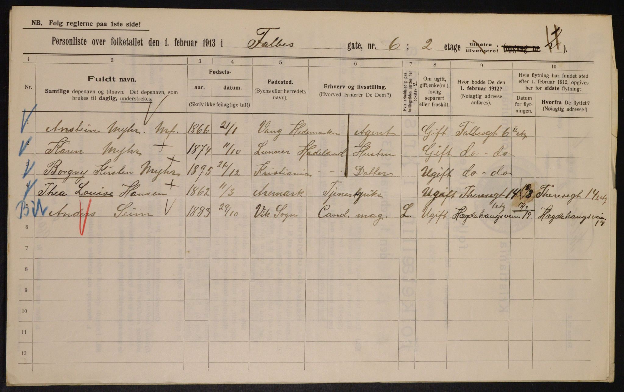 OBA, Municipal Census 1913 for Kristiania, 1913, p. 23301