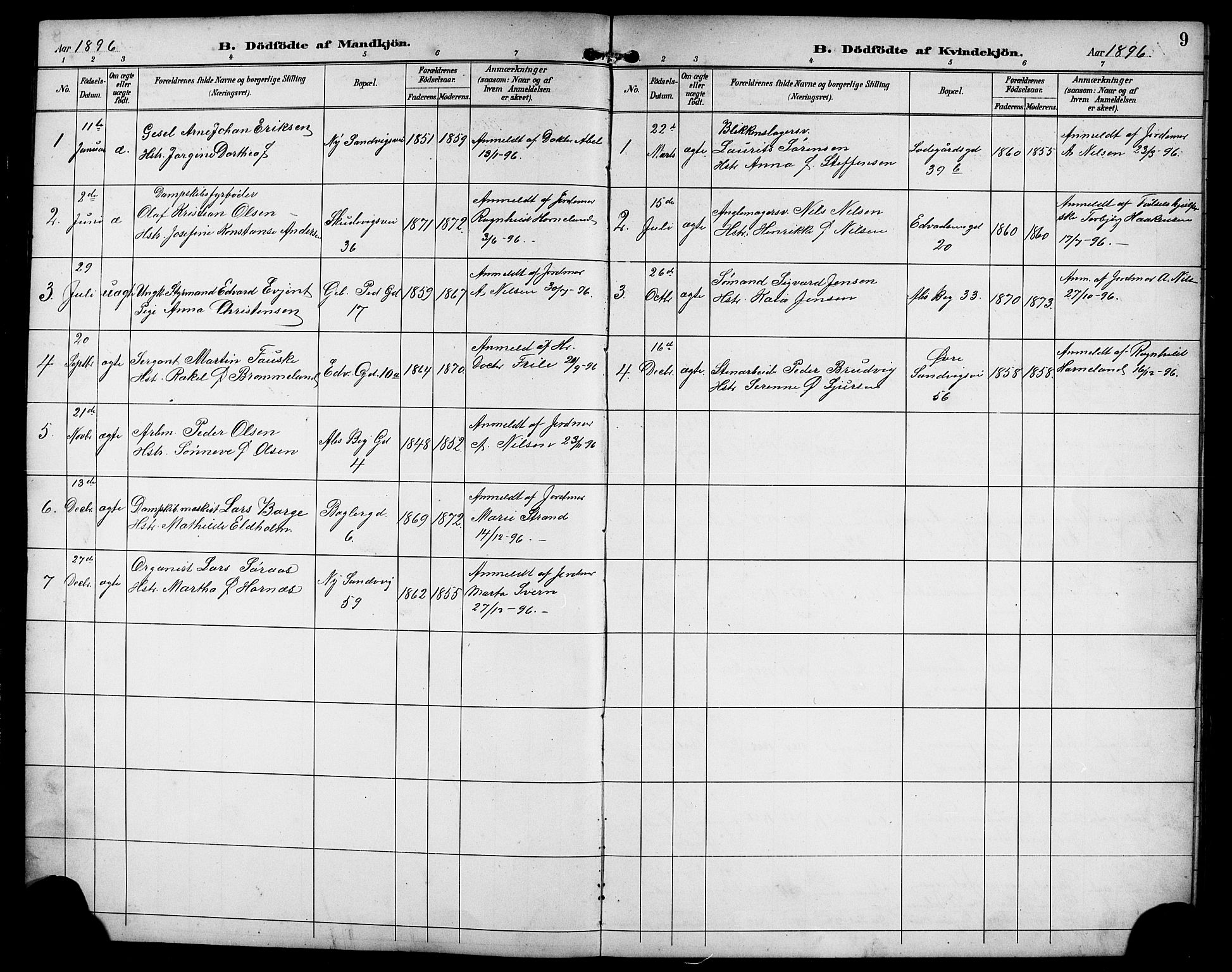 Sandviken Sokneprestembete, SAB/A-77601/H/Hb/L0003: Parish register (copy) no. A 4, 1892-1901, p. 9