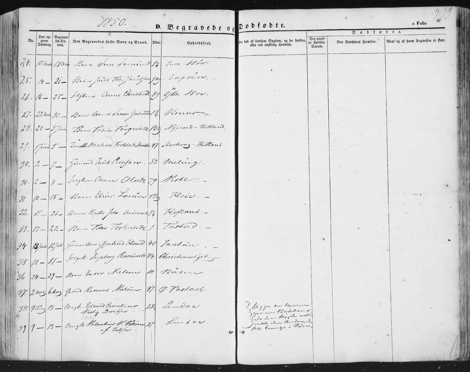 Hetland sokneprestkontor, AV/SAST-A-101826/30/30BA/L0002: Parish register (official) no. A 2, 1849-1869, p. 293