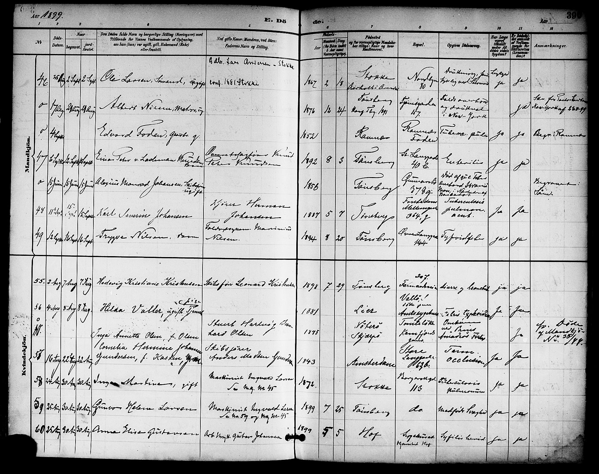 Tønsberg kirkebøker, SAKO/A-330/F/Fa/L0012: Parish register (official) no. I 12, 1891-1899, p. 390