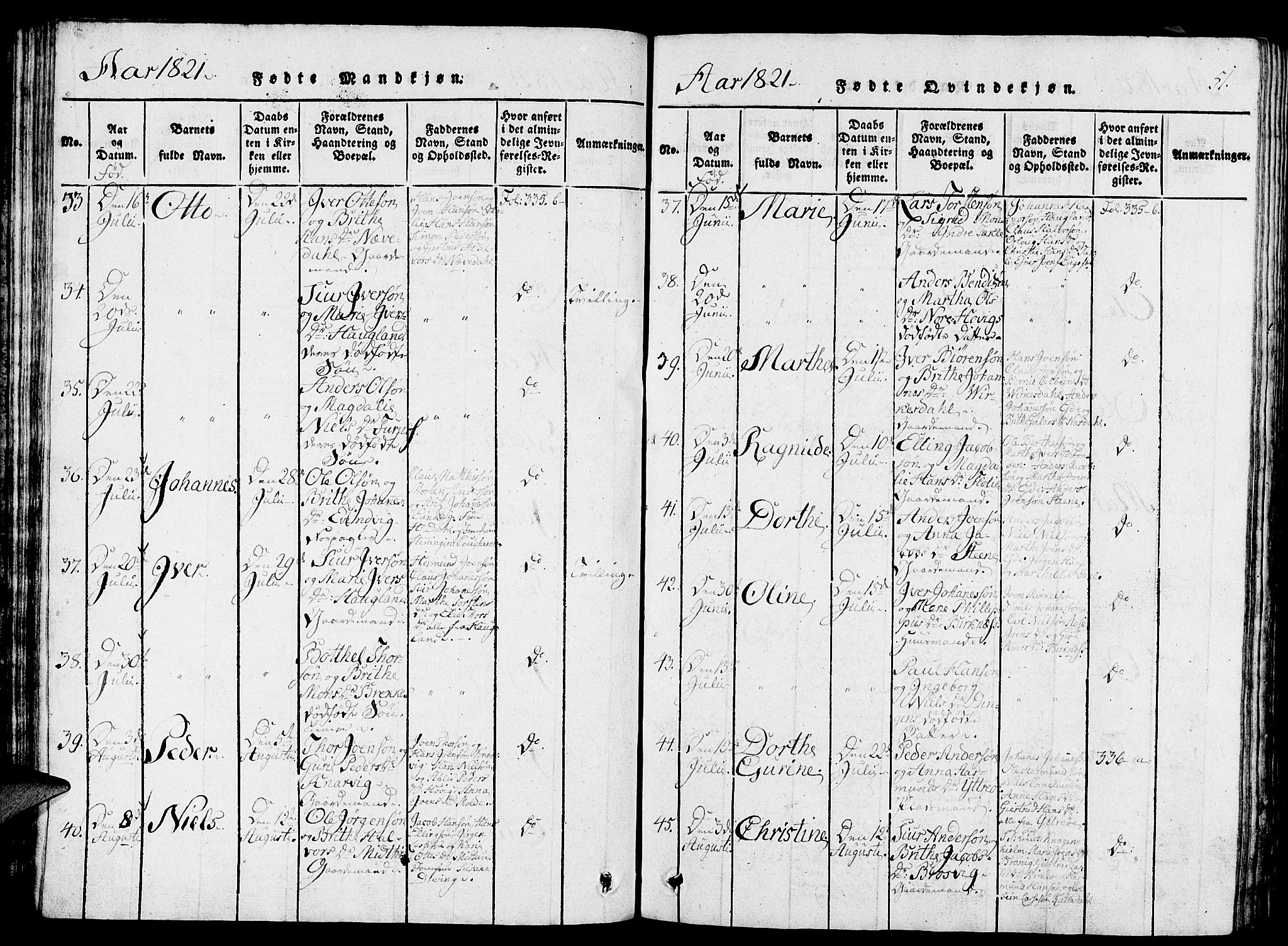 Gulen sokneprestembete, AV/SAB-A-80201/H/Haa/Haaa/L0018: Parish register (official) no. A 18, 1816-1825, p. 51