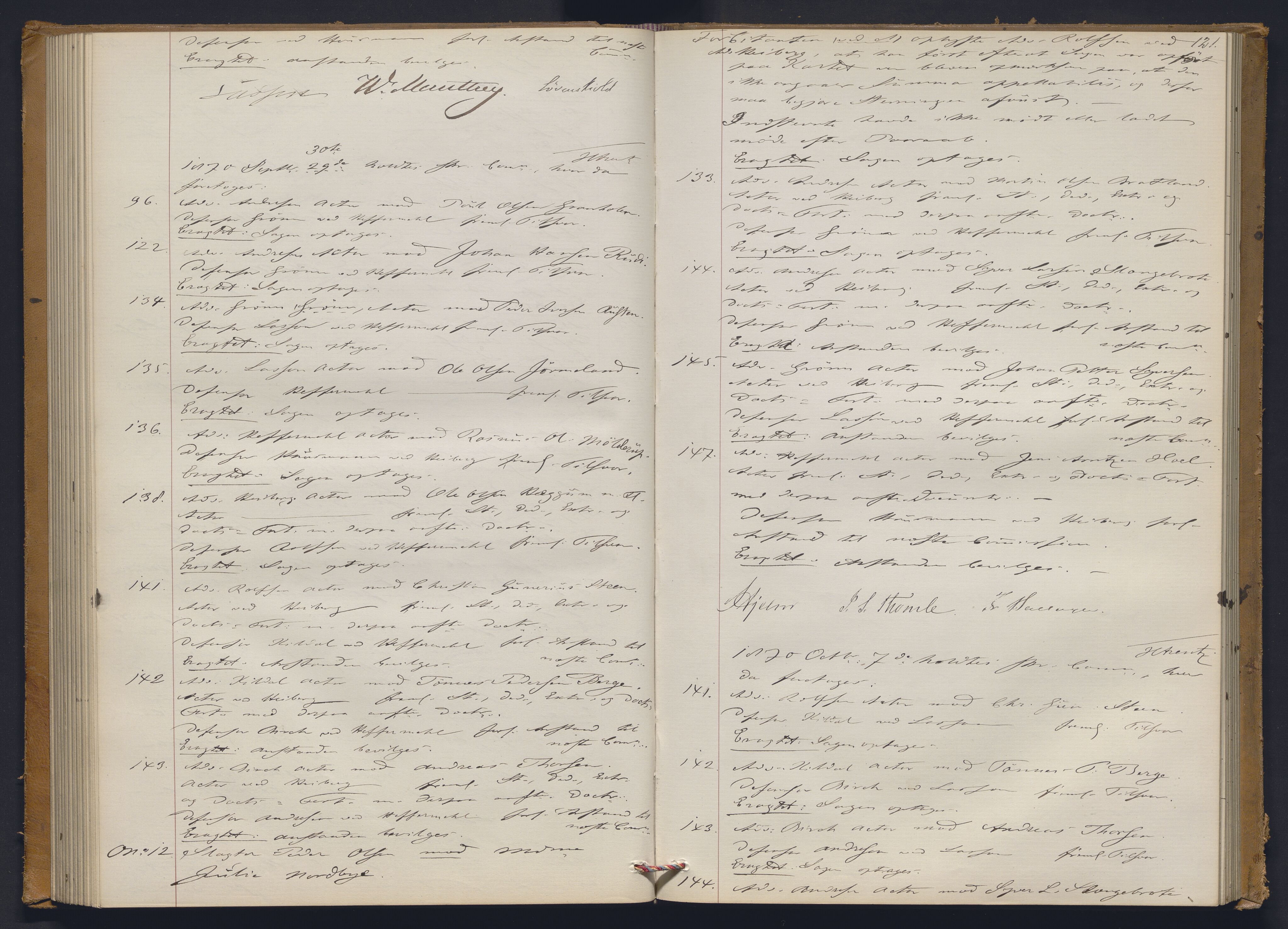 Høyesterett, AV/RA-S-1002/E/Ef/L0012: Protokoll over saker som gikk til skriftlig behandling, 1867-1873, p. 120b-121a