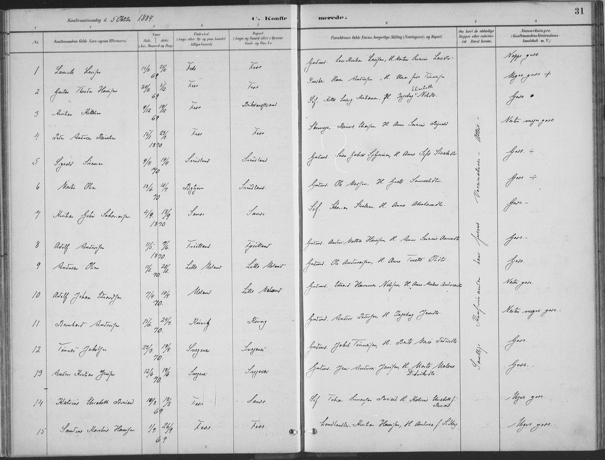 Kvinesdal sokneprestkontor, SAK/1111-0026/F/Fa/Faa/L0004: Parish register (official) no. A 4, 1882-1897, p. 31