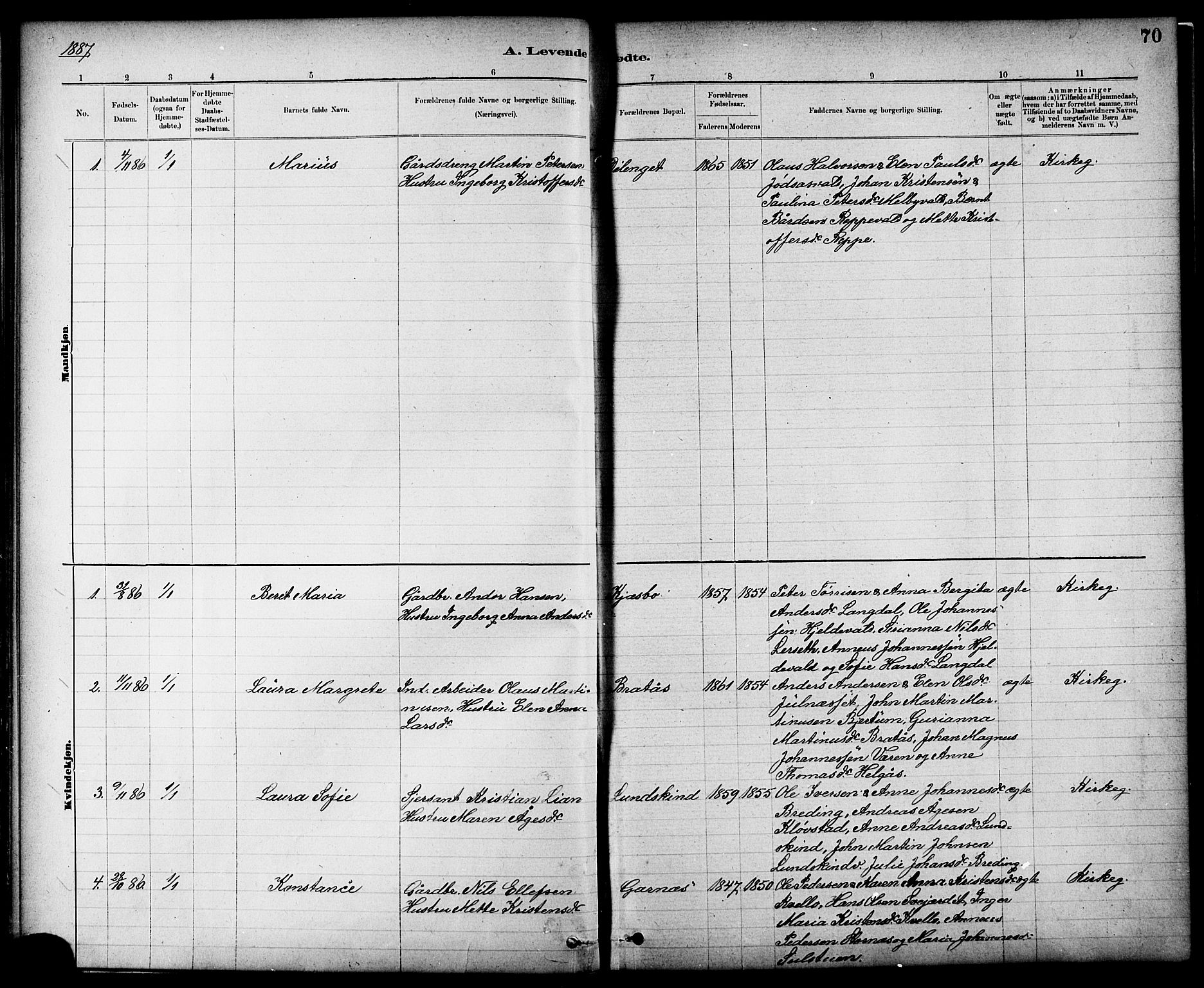 Ministerialprotokoller, klokkerbøker og fødselsregistre - Nord-Trøndelag, AV/SAT-A-1458/724/L0267: Parish register (copy) no. 724C03, 1879-1898, p. 70