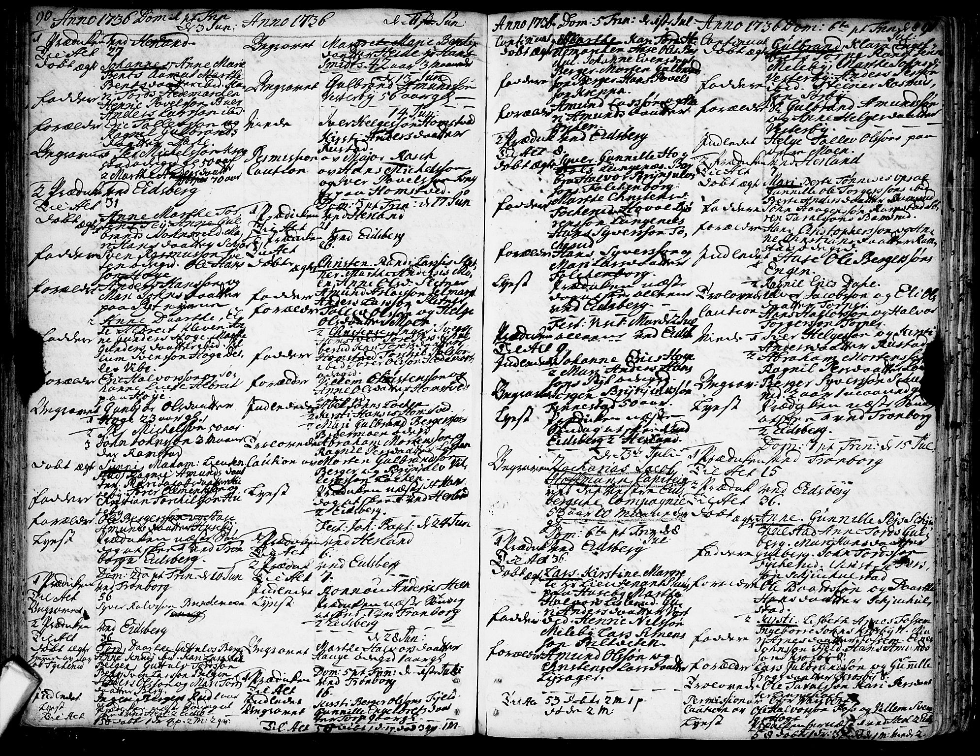 Eidsberg prestekontor Kirkebøker, AV/SAO-A-10905/F/Fa/L0002: Parish register (official) no. I 2, 1731-1741, p. 90-91