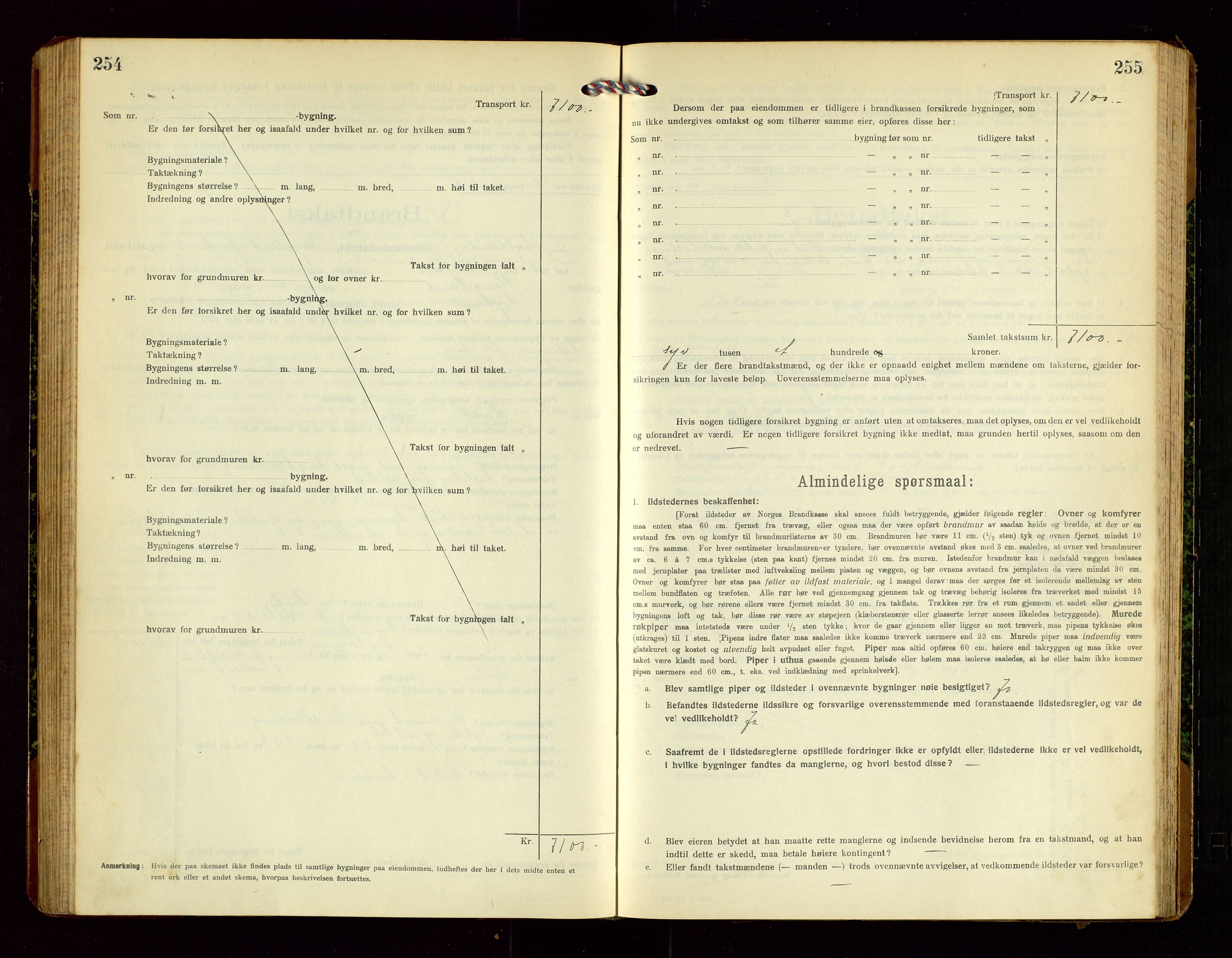 Høyland/Sandnes lensmannskontor, AV/SAST-A-100166/Gob/L0003: "Brandtakstprotokol", 1918-1924, p. 254-255