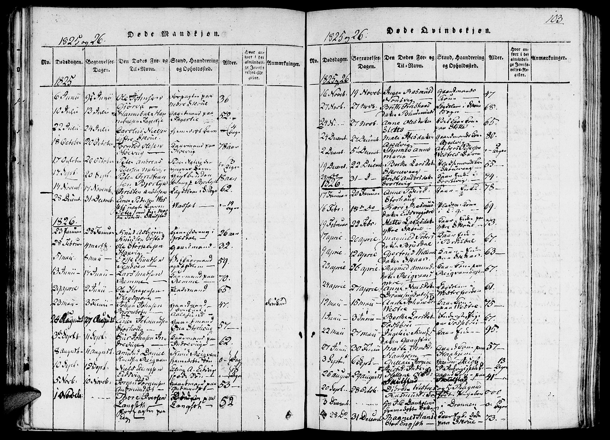 Ministerialprotokoller, klokkerbøker og fødselsregistre - Møre og Romsdal, AV/SAT-A-1454/524/L0351: Parish register (official) no. 524A03, 1816-1838, p. 103