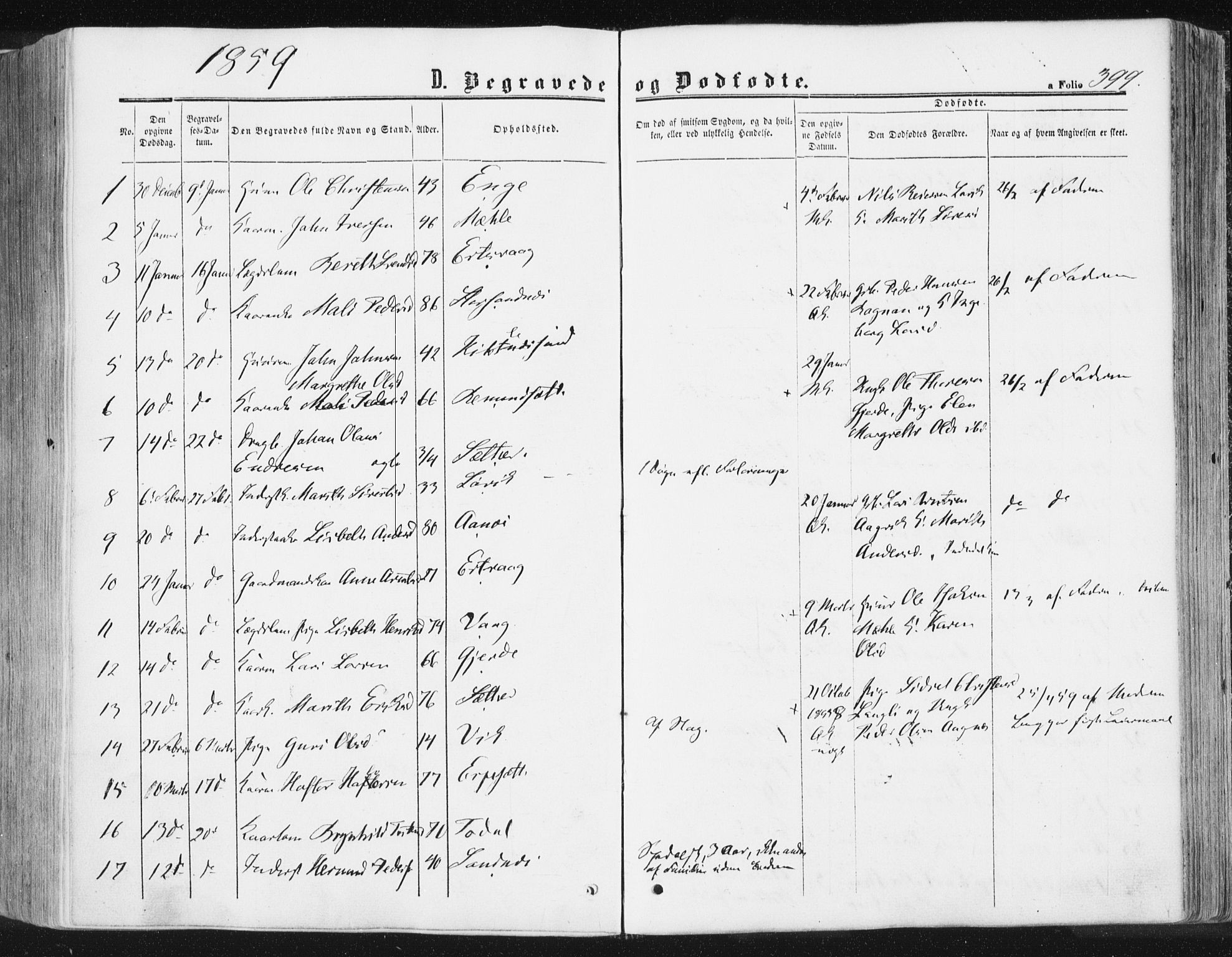 Ministerialprotokoller, klokkerbøker og fødselsregistre - Møre og Romsdal, SAT/A-1454/578/L0905: Parish register (official) no. 578A04, 1859-1877, p. 399