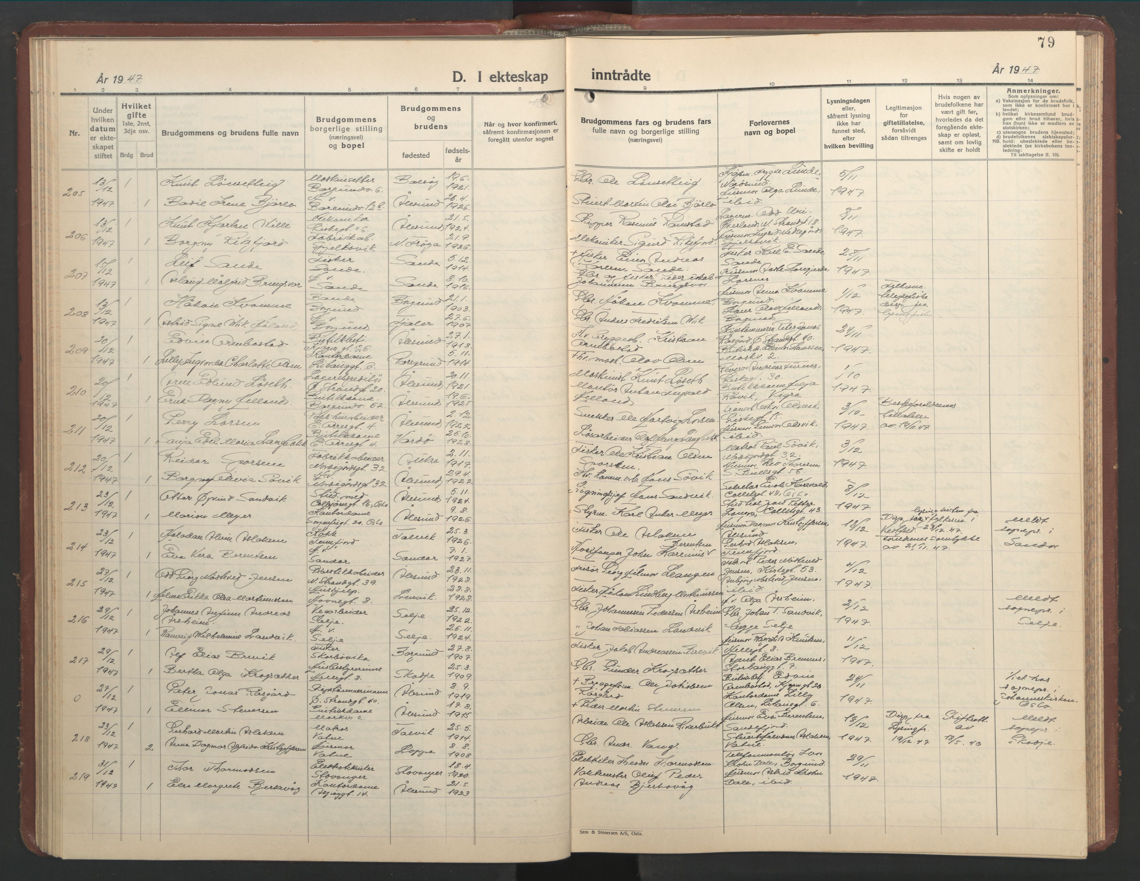 Ministerialprotokoller, klokkerbøker og fødselsregistre - Møre og Romsdal, AV/SAT-A-1454/529/L0479: Parish register (copy) no. 529C16, 1941-1950, p. 79