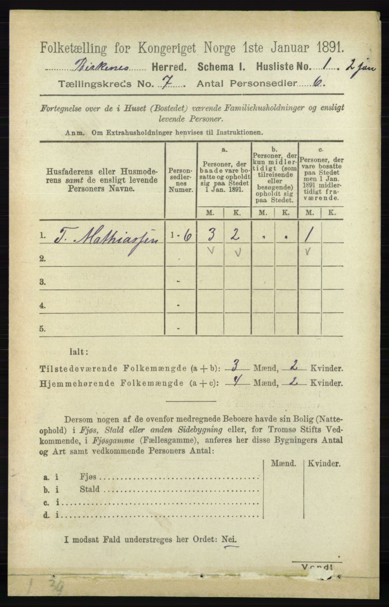 RA, 1891 Census for 0928 Birkenes, 1891, p. 1942