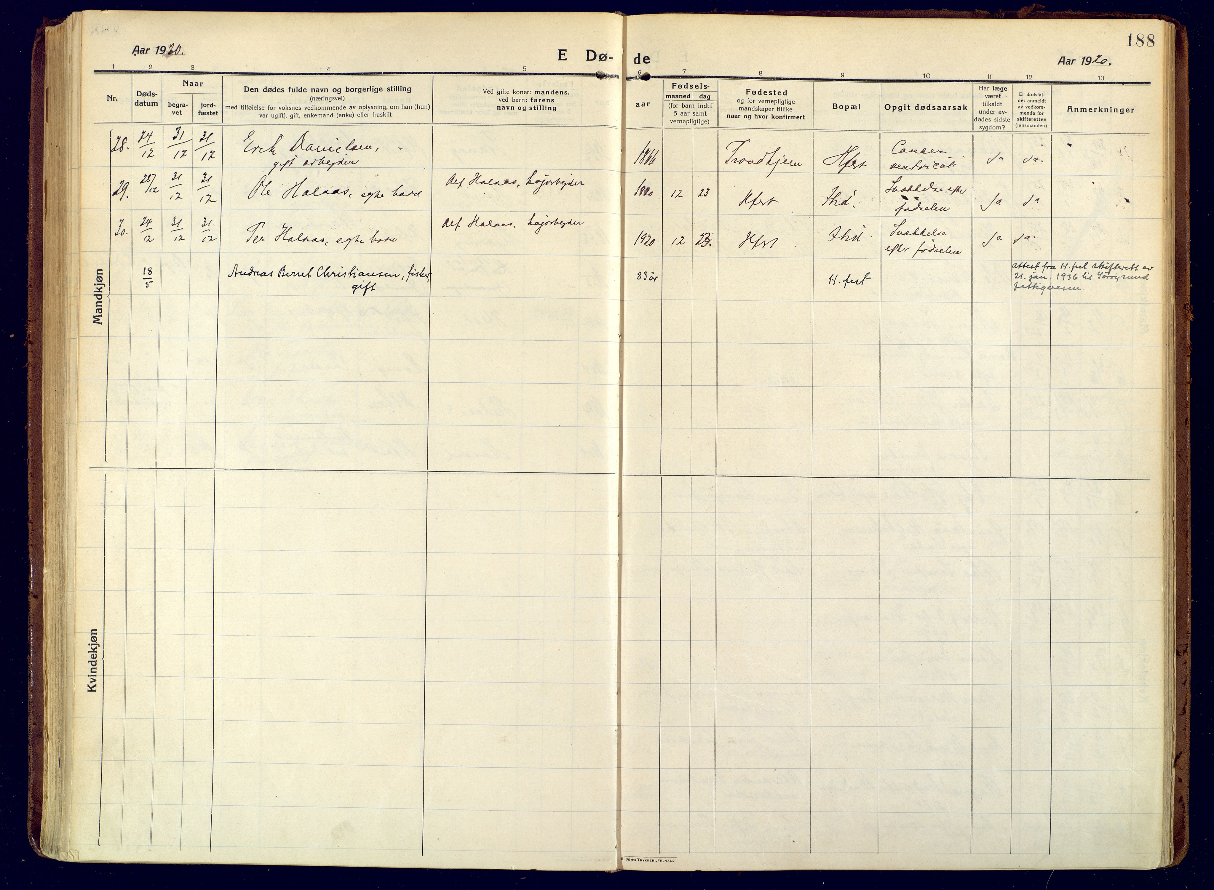 Hammerfest sokneprestkontor, SATØ/S-1347/H/Ha/L0015.kirke: Parish register (official) no. 15, 1916-1923, p. 188